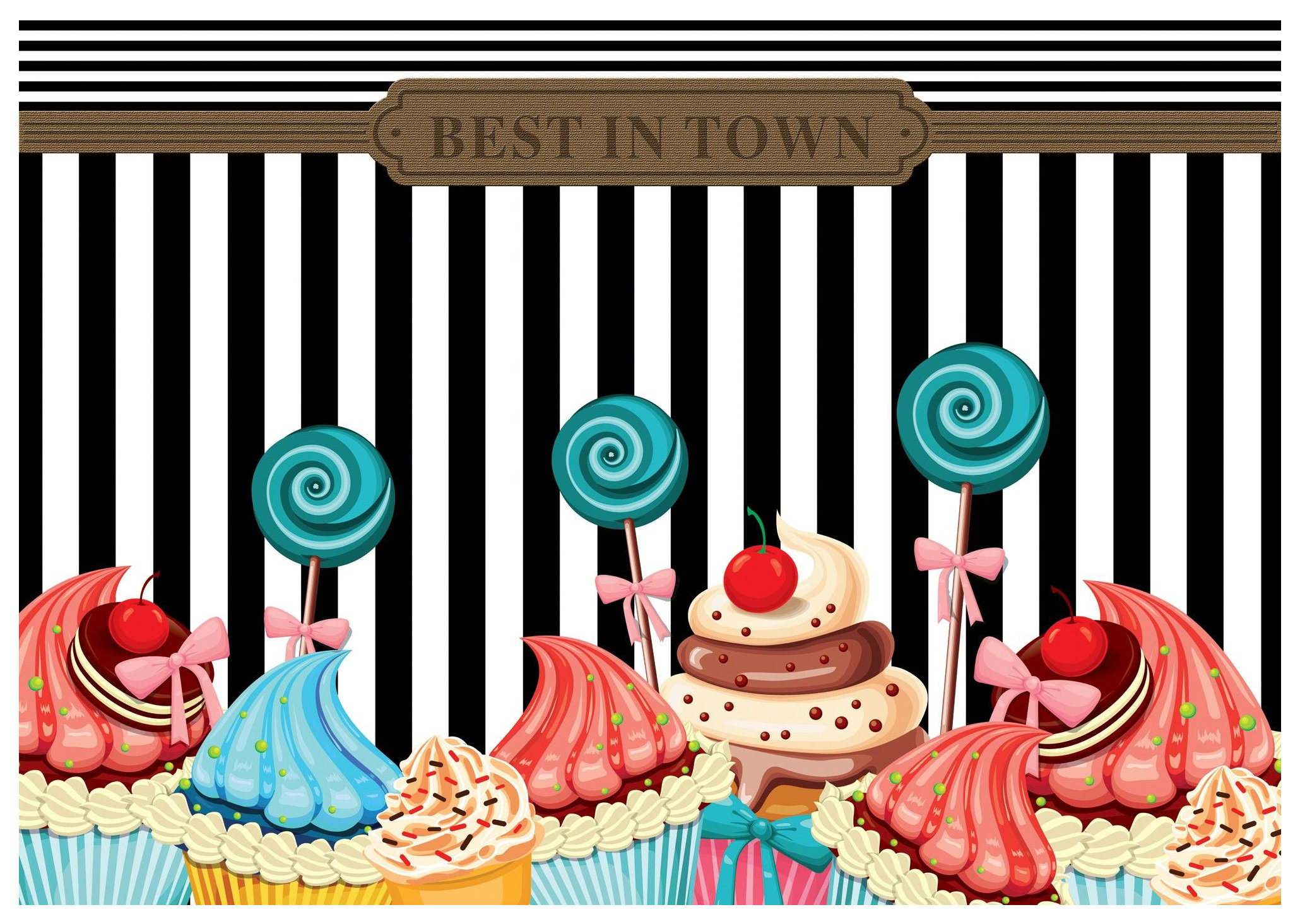 Vliesová fototapeta Sladké muffiny a lízátka Ráj chutí 254x184 lepidlo