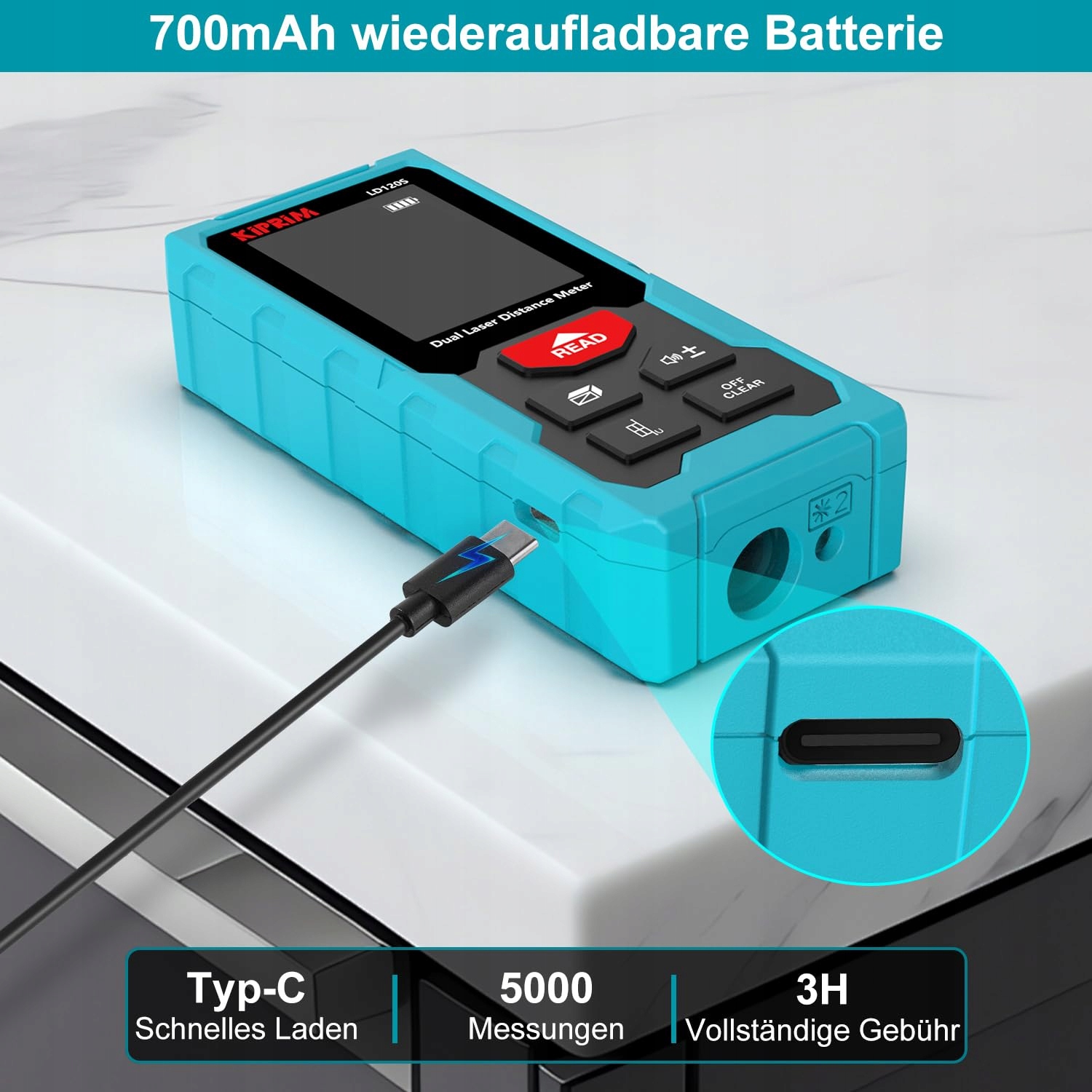 KIPRIM LD120S Laserowy Dalmierz 120m Elektroniczna Poziomica — miniatura 3