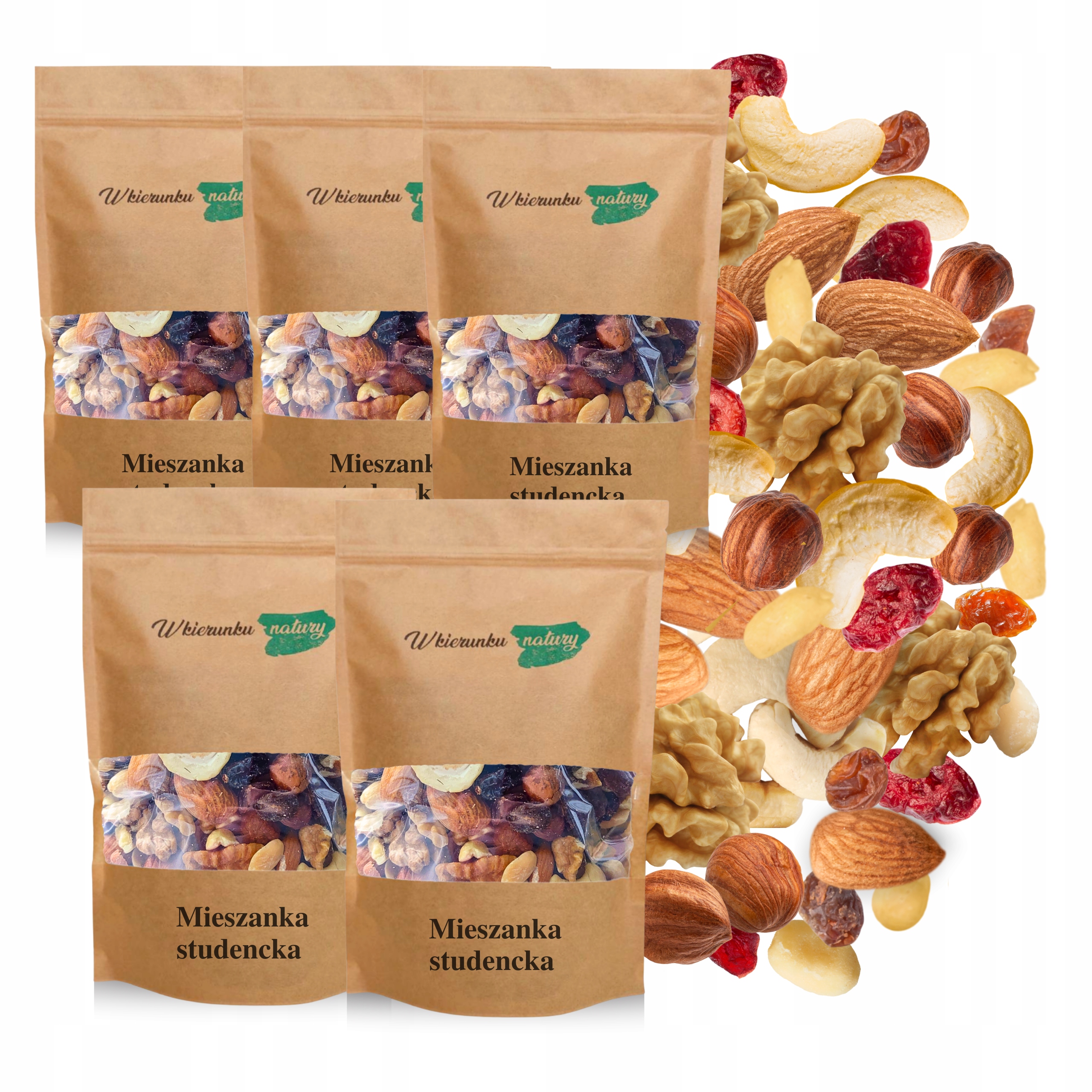 Směs sušeného ovoce a ořechů 5×1 kg – studentská Premium 80% ořechy a ovoce