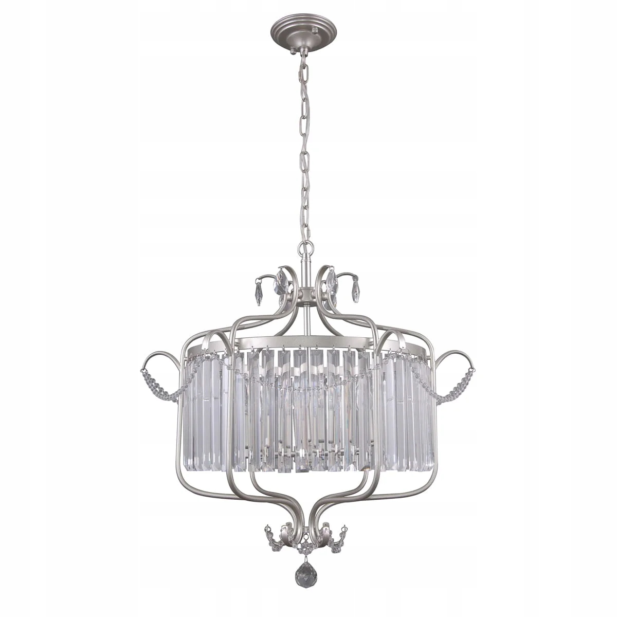 Závesná lampa Italux Rinaldo s niklovými kryštálikmi