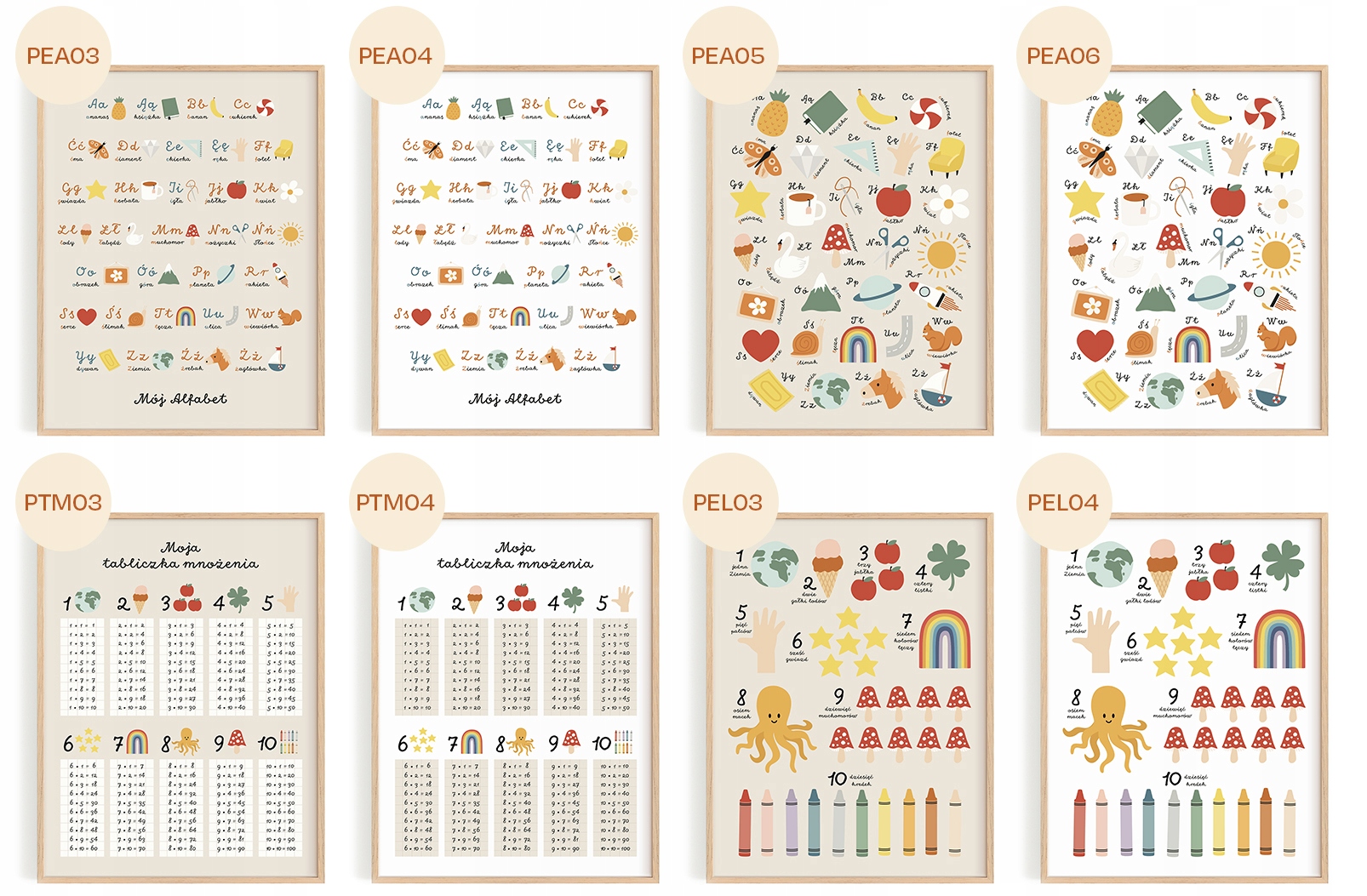 Plakat ALFABET 30x40 A3 MODNY boho vintage MONTESSORI Długość 30 cm