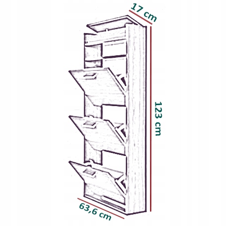 Szafka na buty wisząca Kabo 123x63cm 9 par obuwia Marka Meb24
