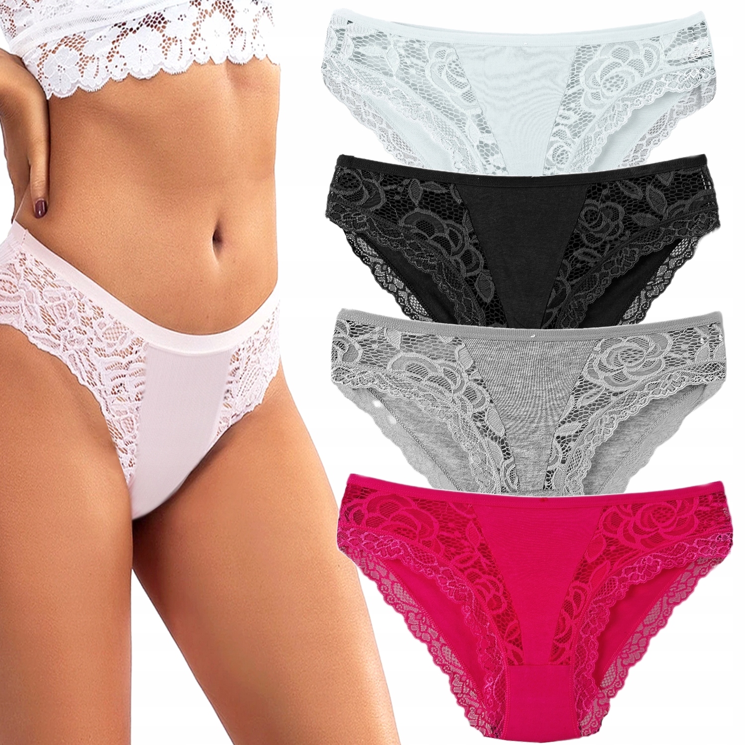 4x KORONKOWE ZMYSŁOWE FIGI MAJTKI JAKOŚĆ S/M 15