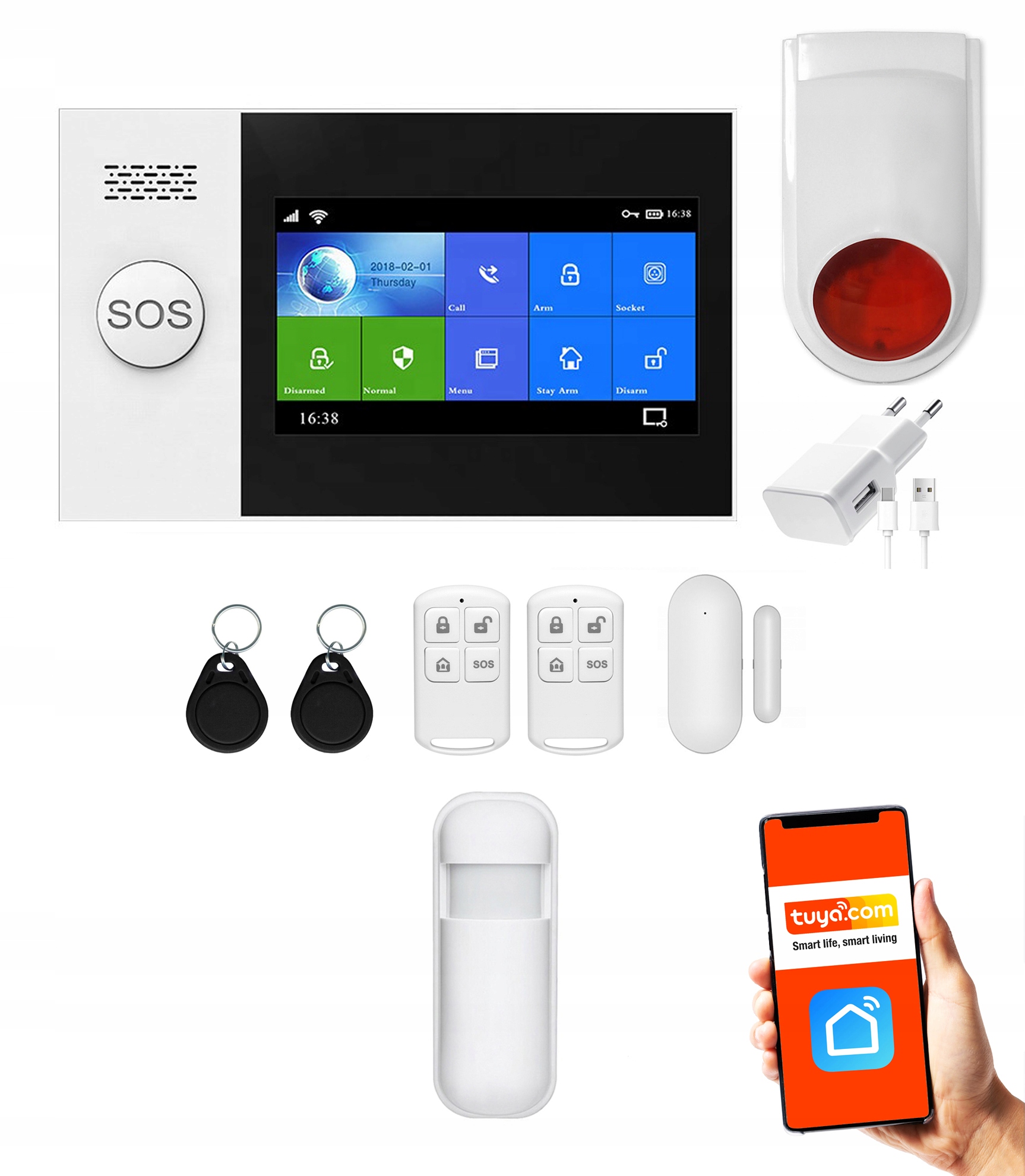 Bezprzewodowy alarm GSM WiFi syrena bezpr. TUYA PL