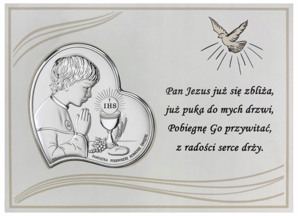 

Obrazek Srebrny Pamiątka Komunii Świętej Grawer