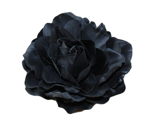 

-margut- Spinka broszka kwiat róża mat czarna