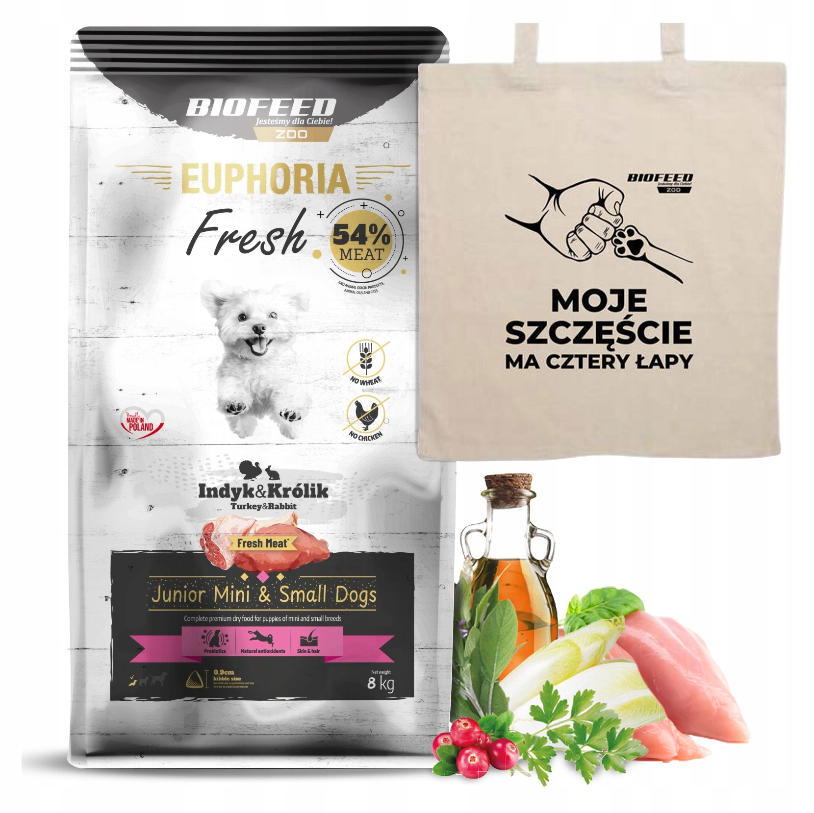 Biofeed Euphoria Fresh Meat Junior Mini Small Xs Indyk Królik 8kg Torba