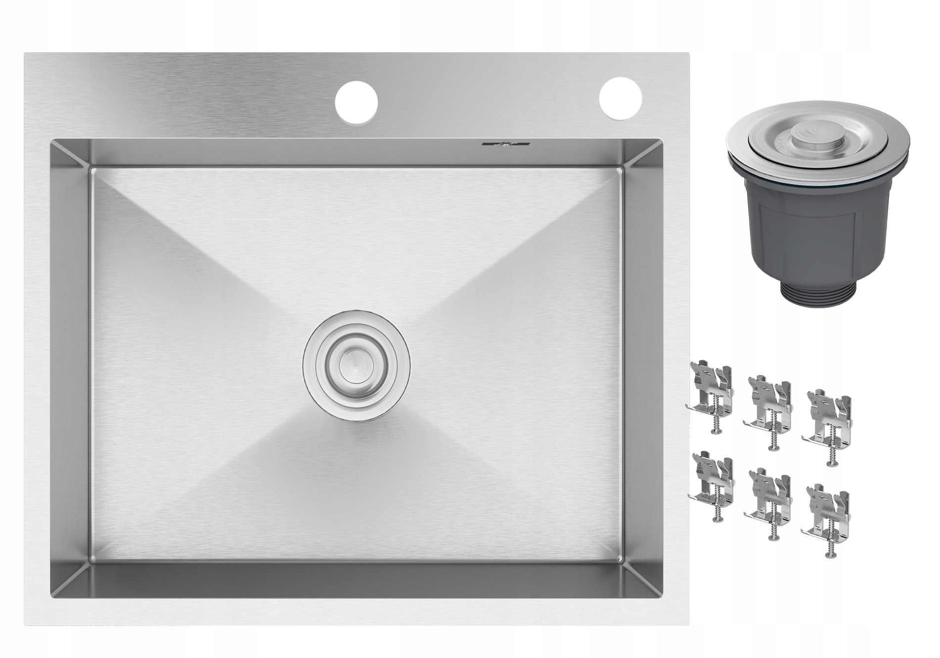 Oceľový Drez, Chróm, Jednokomorový, Strieborný, Kuchynský Sifón BARI60