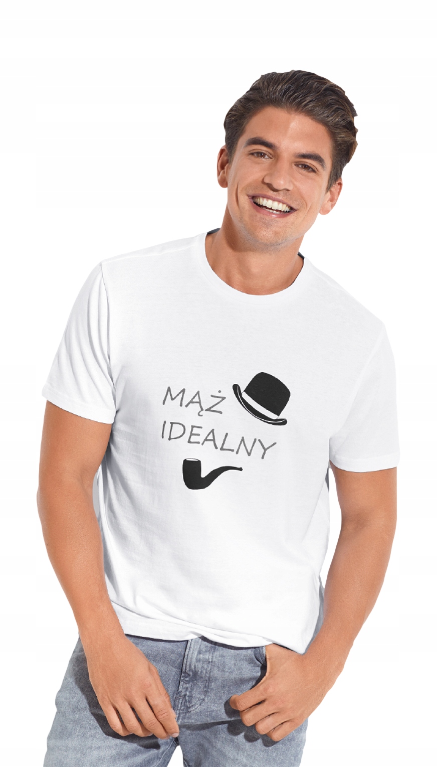 

Koszulka Tshirt bluzka męska Biała Mąż Idealny *M