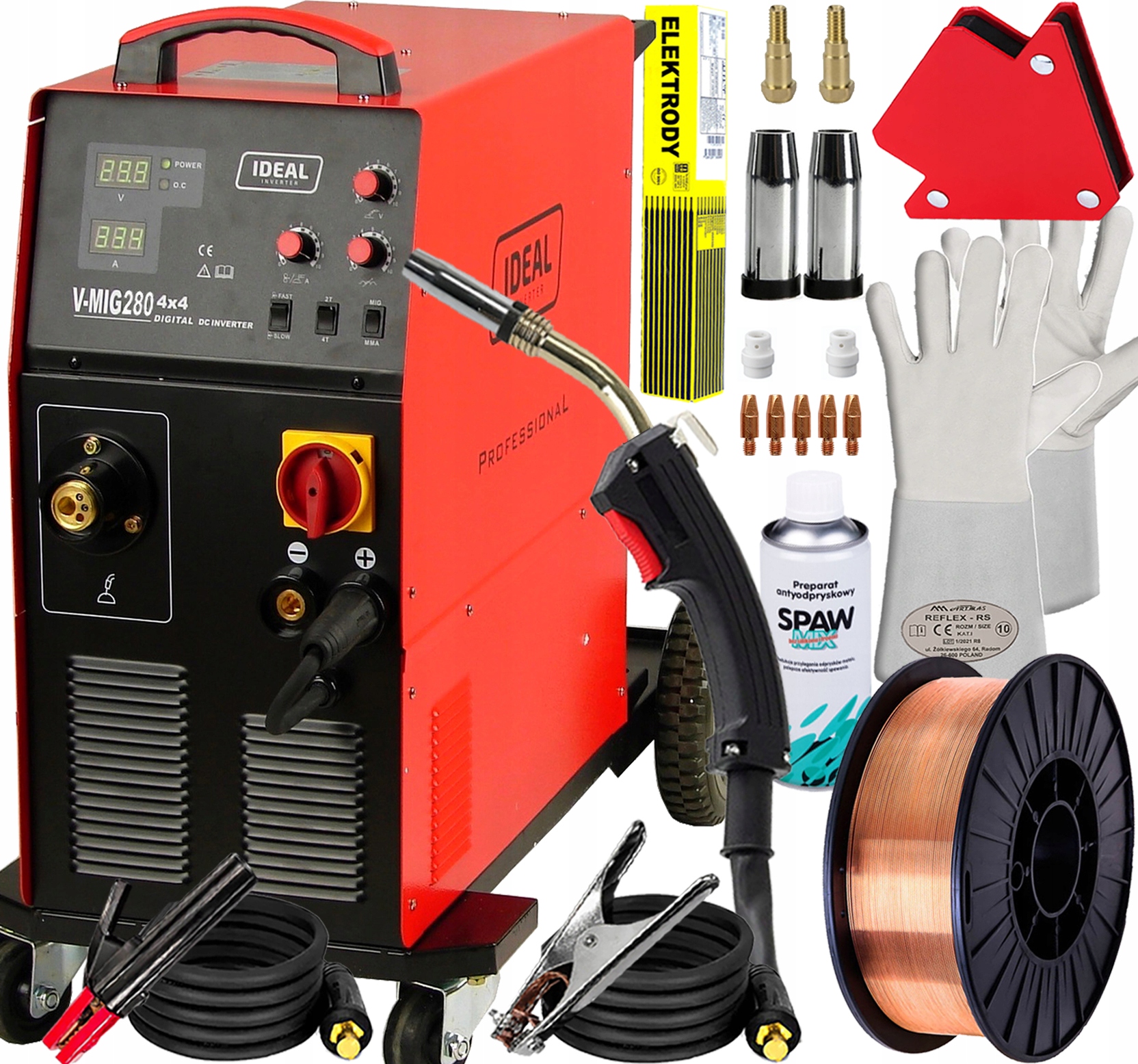 Invertorová Svářečka Migomat Poloautomat Ideal V-mig 280 4x4 Digital Mma