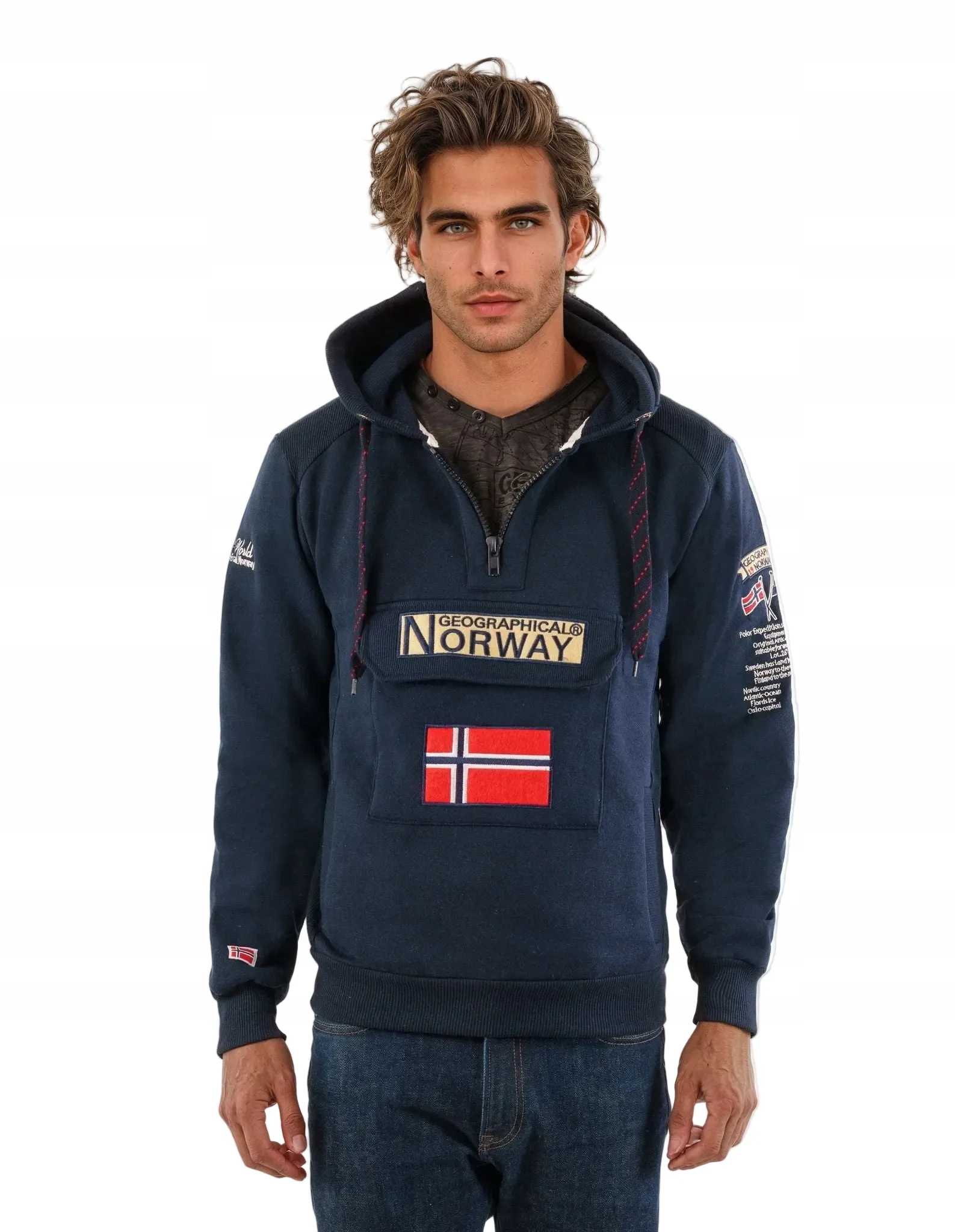 Pánská mikina Geo Norway Gymclass teplá s kapucí pro každodenní nošení