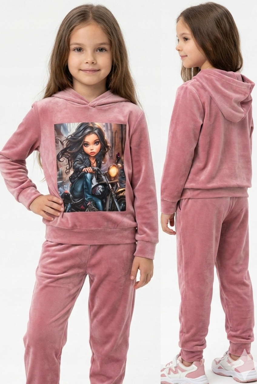 Dres Dziewczęcy 110 Sportowy Welur bluza spodnie Komplet welurowy zestaw