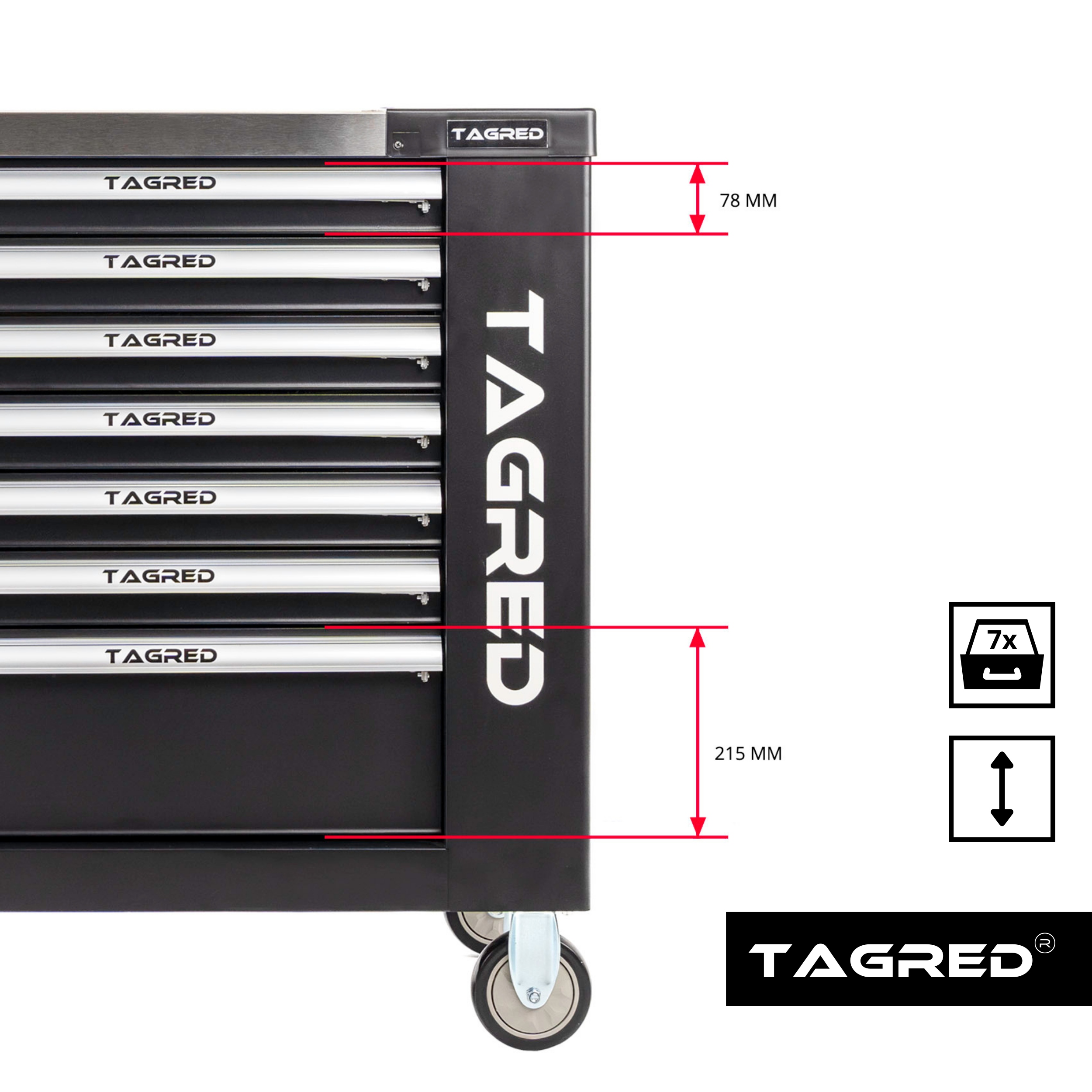 PROFESJONALNA SZAFA WARSZTATOWA WÓZEK NARZĘDZIOWY SERWISOWY Szerokość produktu 78.1 cm