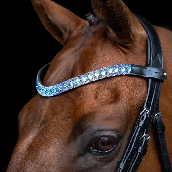 Naczółek na ogłowie dla konia Imperial Riding Slim skórzany, niebieski Full