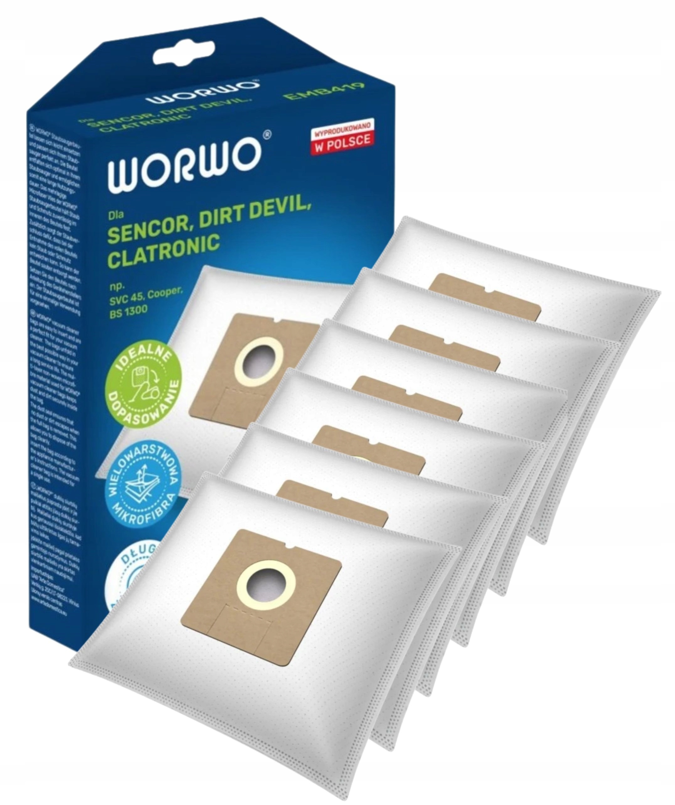Worki do odkurzacza syntetyczne Worwo EMB419K 6szt