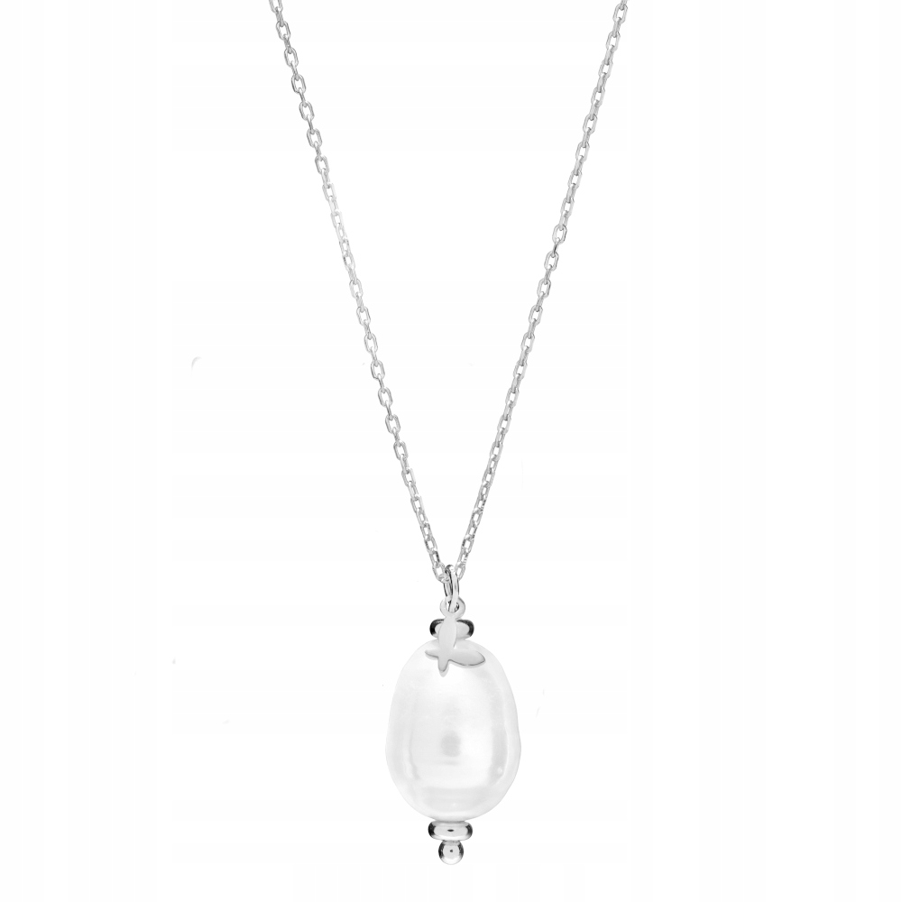 Naszyjnik Srebrny z Perłą Zawieszka Łańcuszek Długi 80 cm Srebro 925 Sadva
