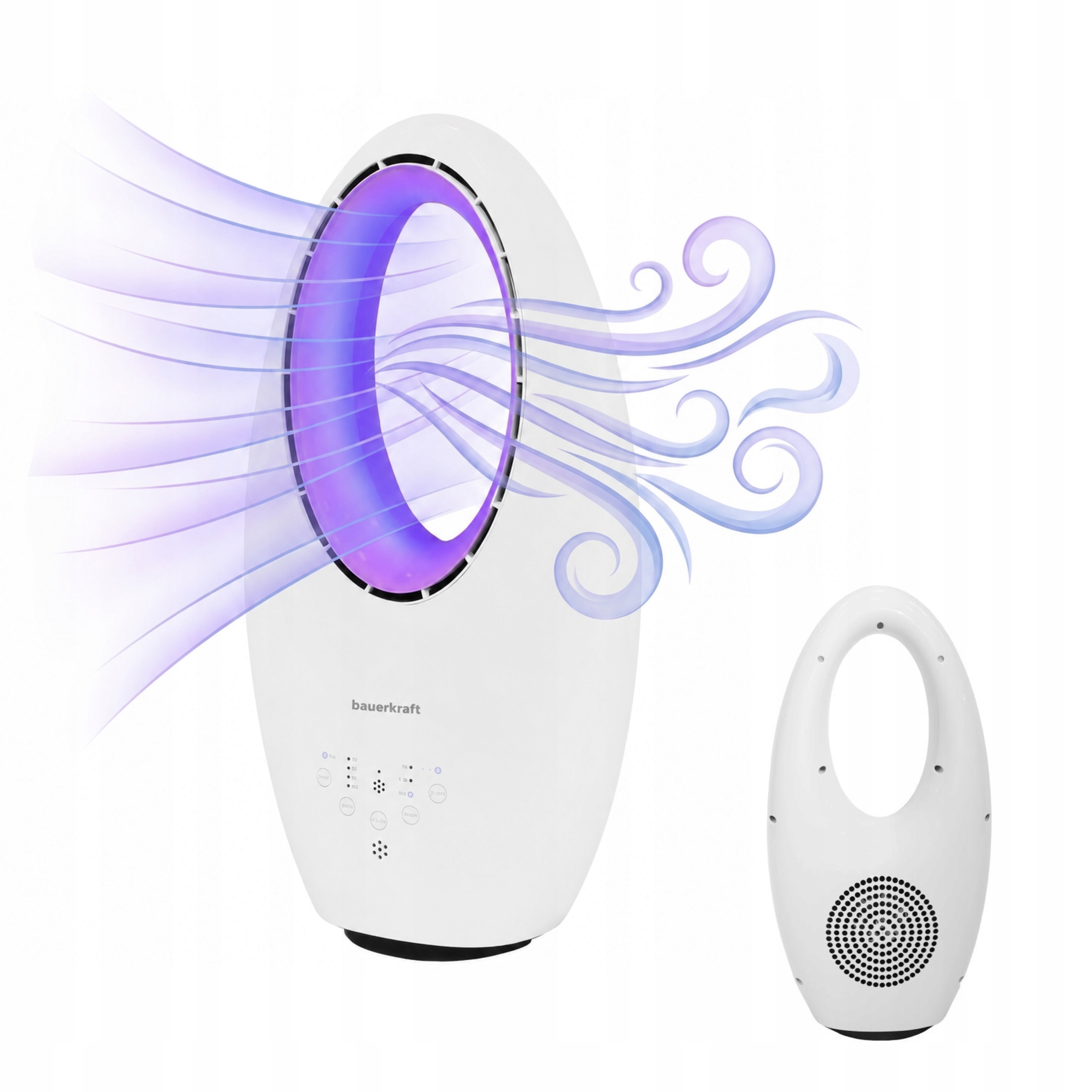 Wentylator Bezłopatkowy Stojący 60W Pilot Timer Led Oscylacja Do Domu Biura