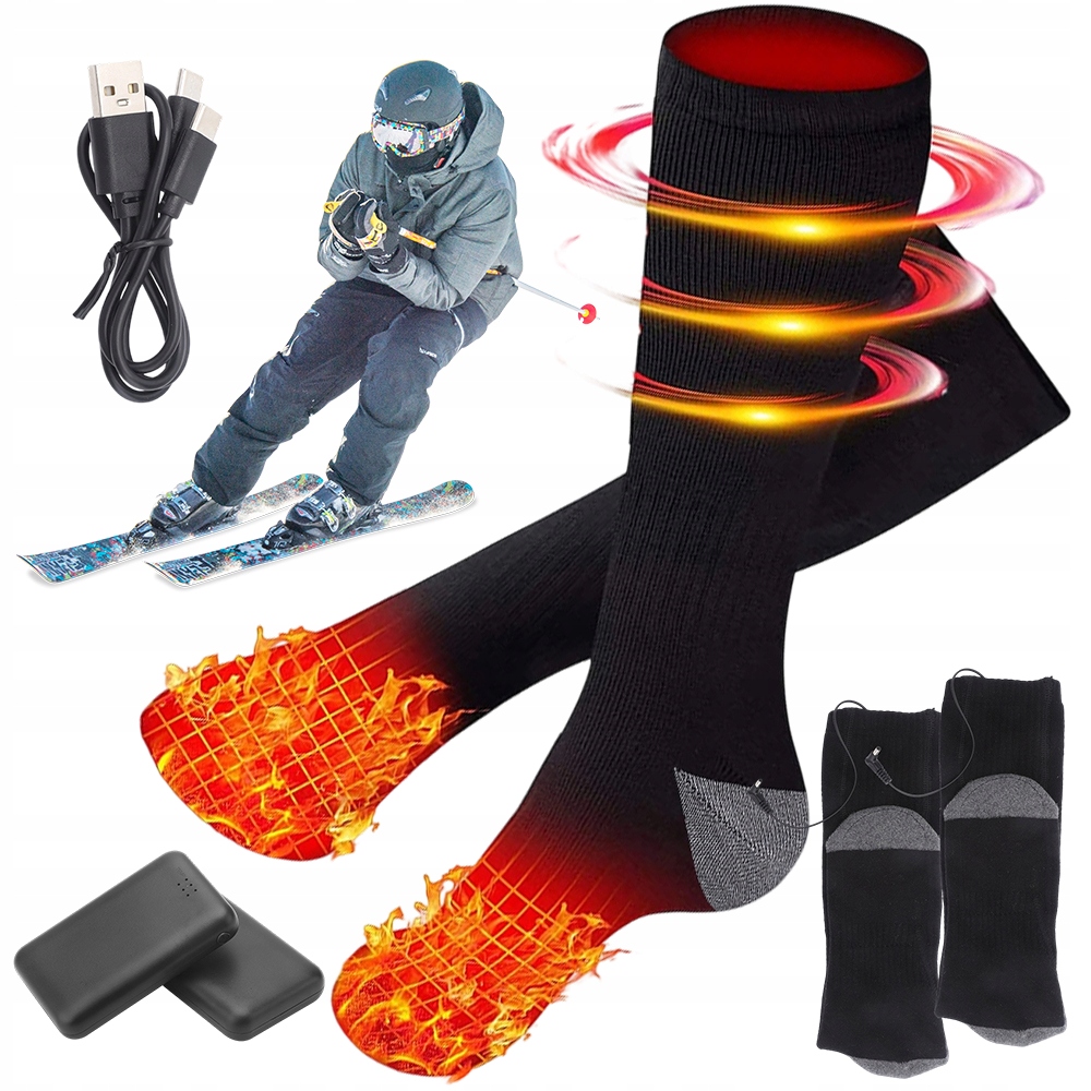 Podgrzewane Skarpety Elektryczne 3 Poziomy Ciepła Łatwe Ładowanie Przez Usb