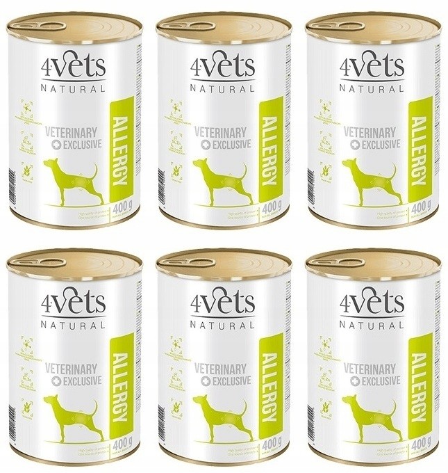Levně 4Vets Natural Dog Allergy 6 x 400 g mokrá dieta pro psy, hypoalergenní