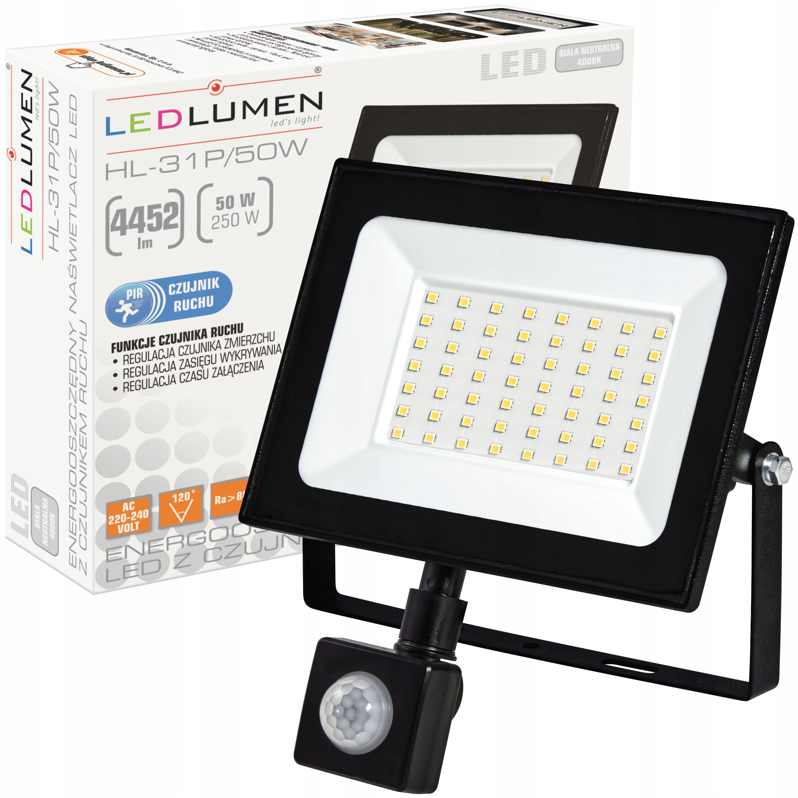 

Naświetlacz Halogen Lampa Led 50W Czujnik Ruchu
