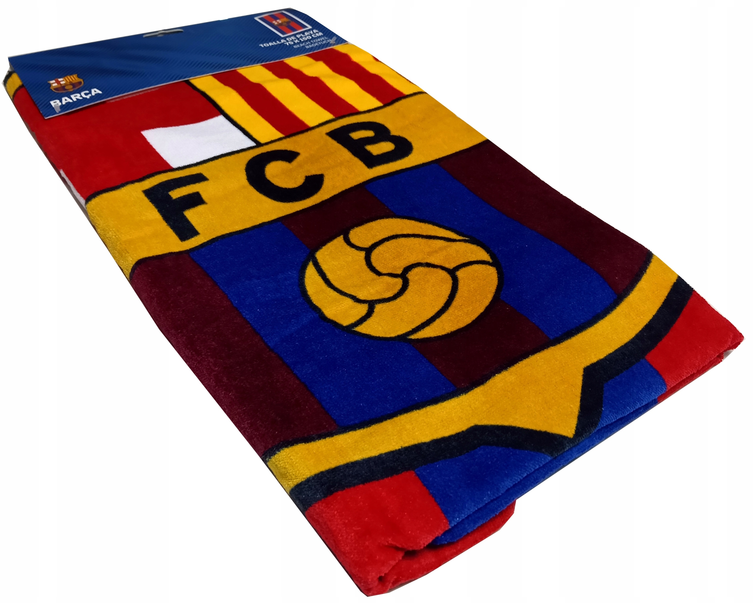 Plážová osuška pro fanouška Fc Barcelona 150x75 cm 100% bavlna, klubová kolekce