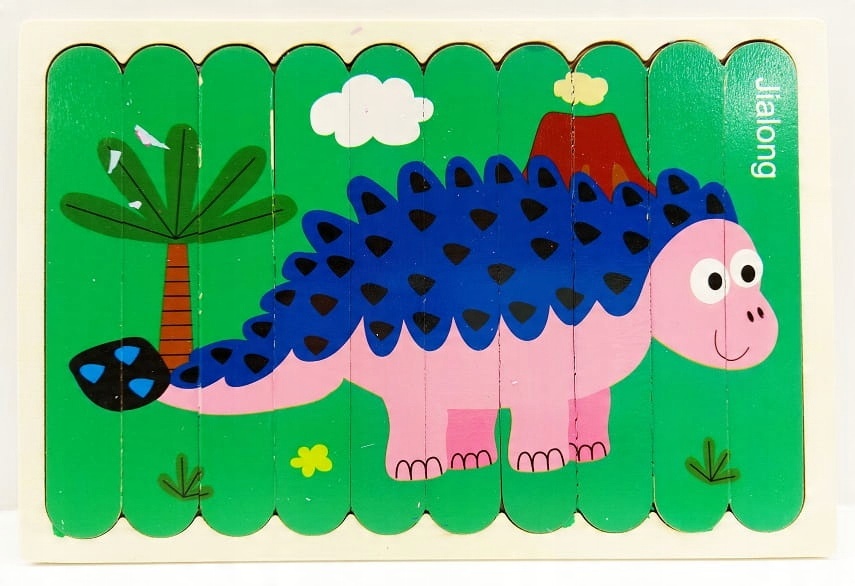 

Dwustronne Drewniane Puzzle Patyczki Dinozaur