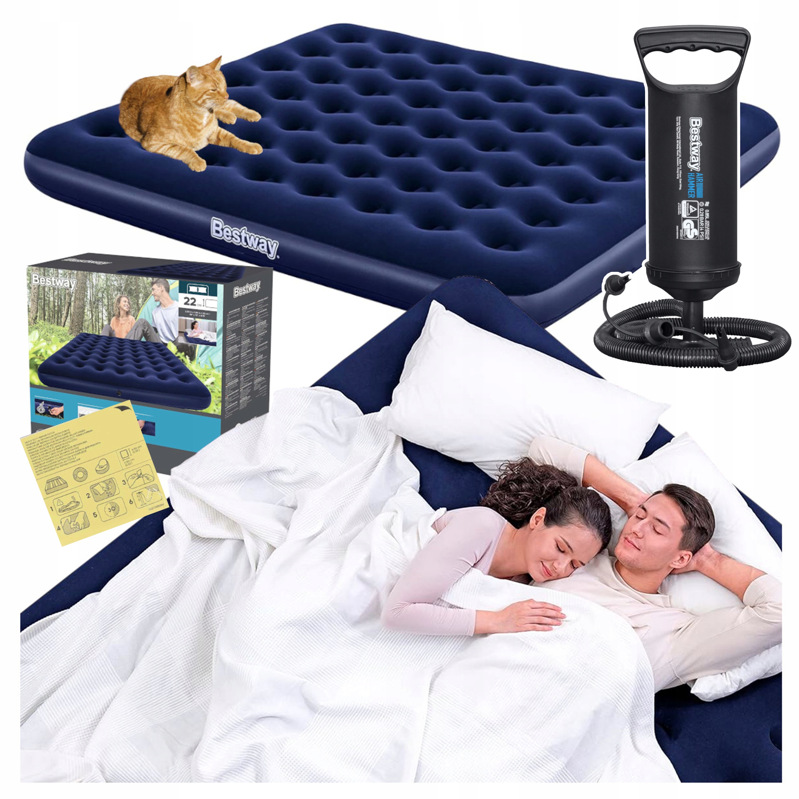 Nafukovací Matrace dvoulůžková matrace 203x183x22 cm Bestway Ruční pumpa