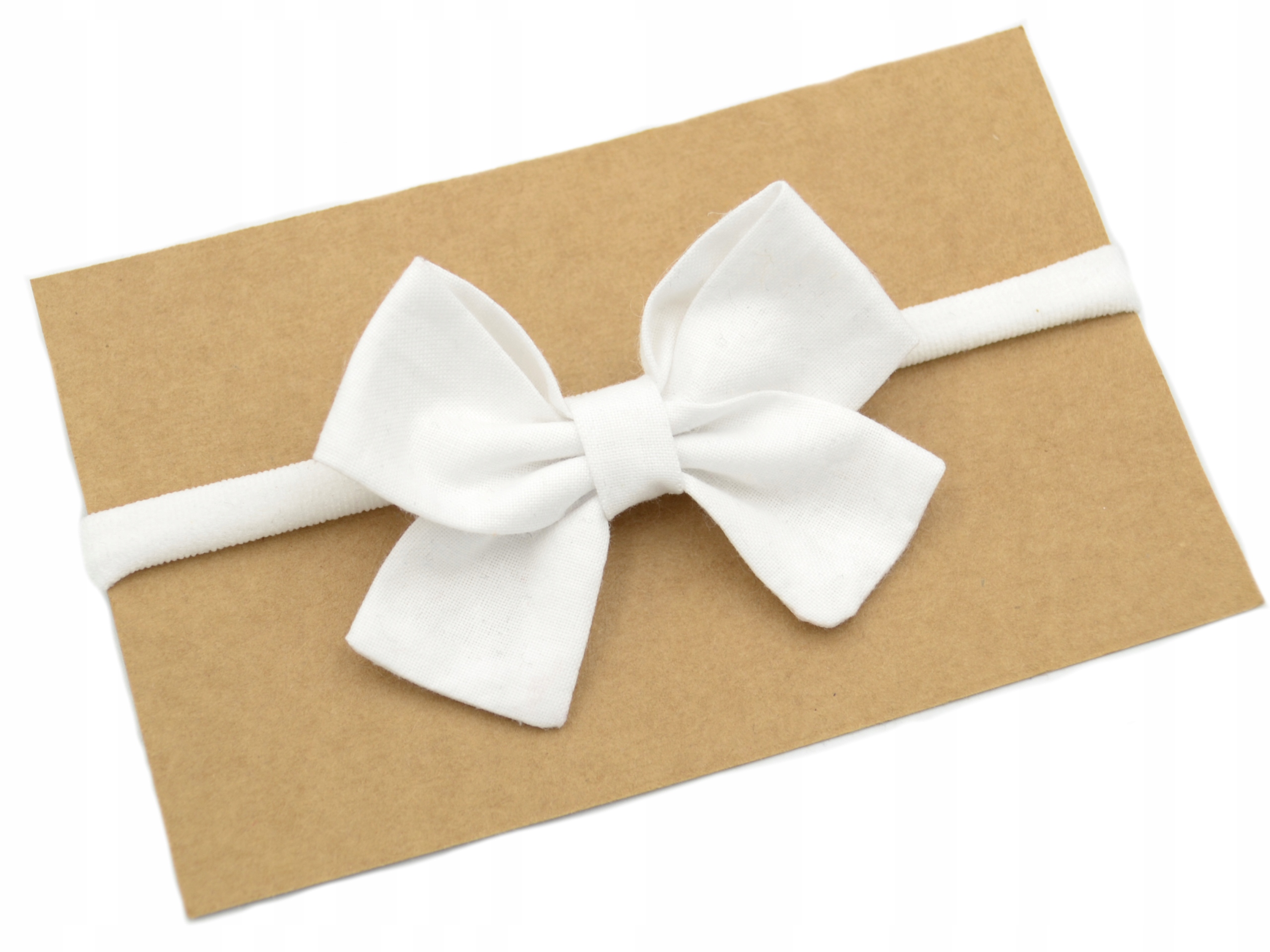 Opaska bezuciskowa KOKARDKA cała biała na chrzest do chrztu