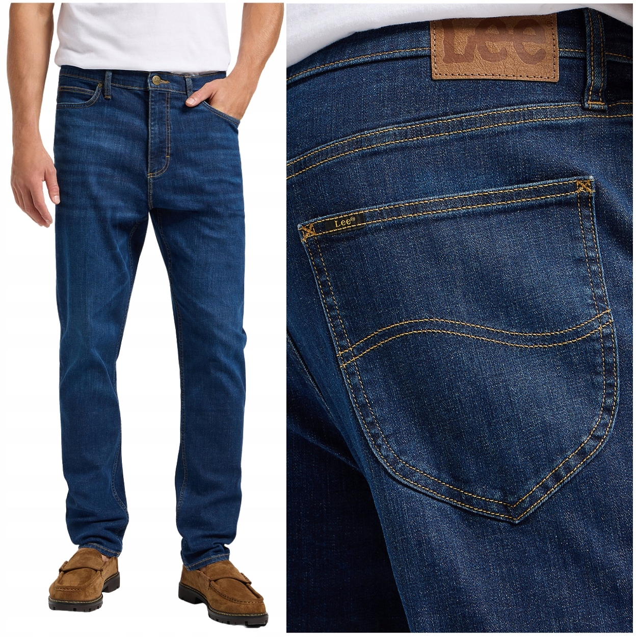 Lee Austin Regular Tapered Deep Ocean klasické džínové kalhoty W33 L34