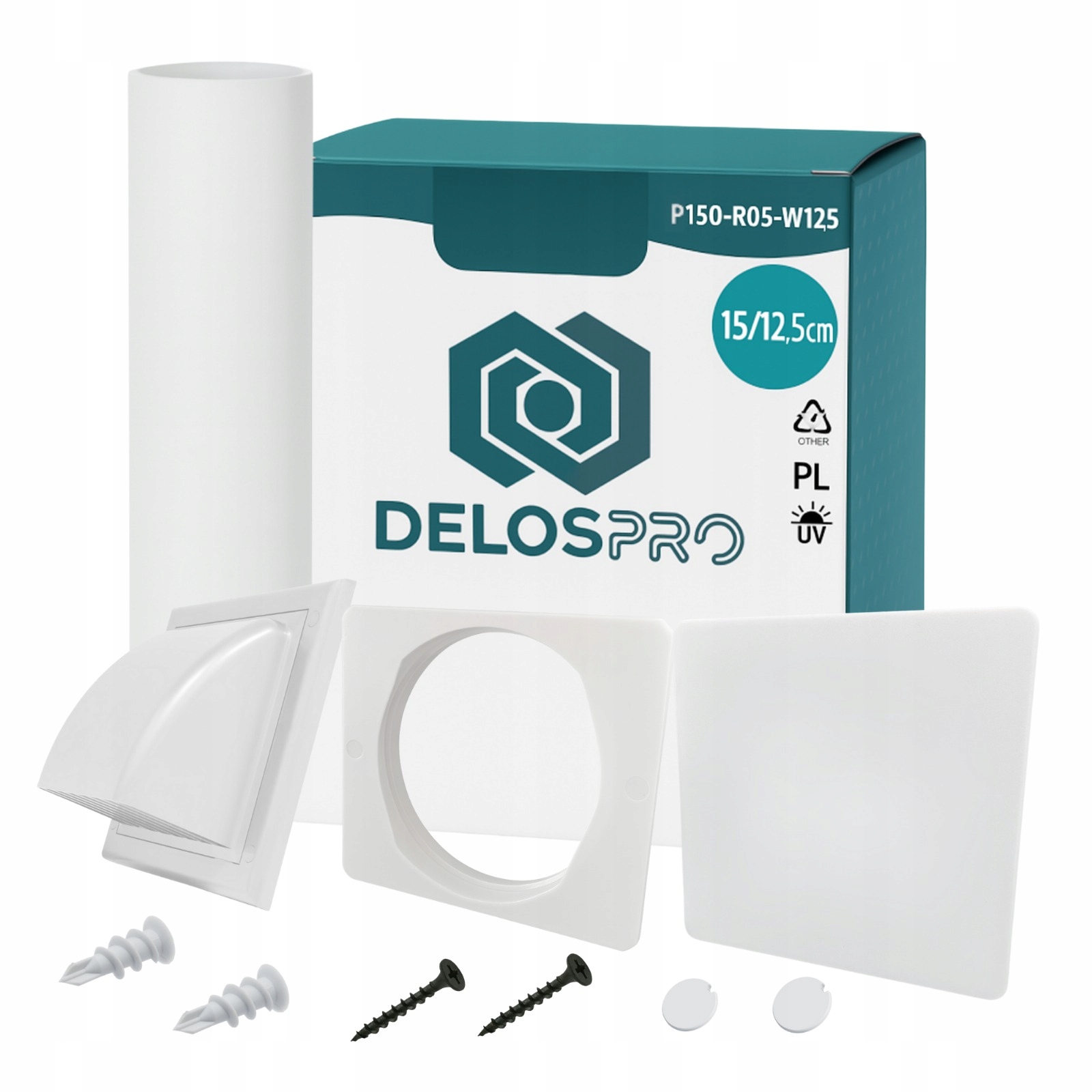 Sada průchodek pro vyvedení trubky klimatizace 15/12,5 krytka Bílá