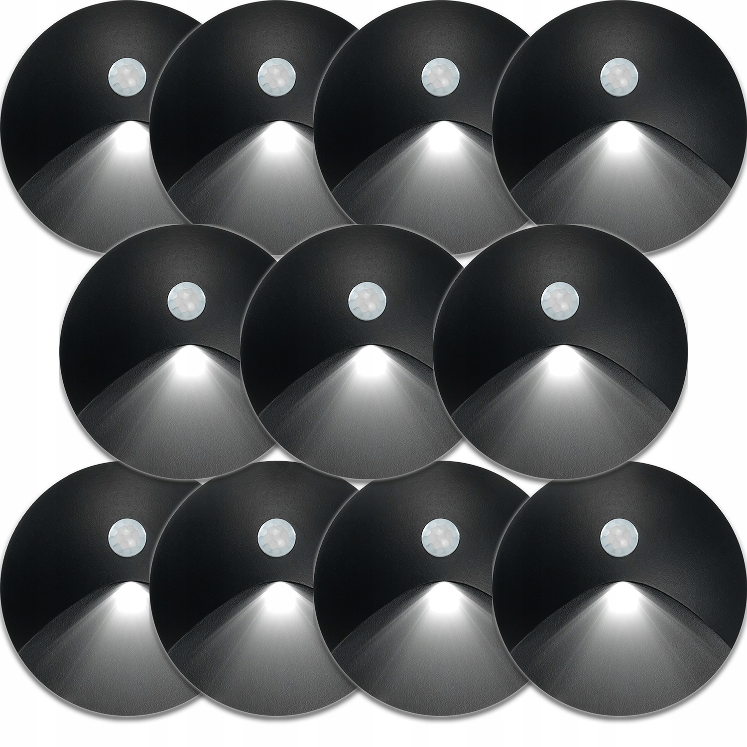 11 X Svítidlo Schodišťové Svítidlo Senzor Soumraku Pohybu, Černá Barva