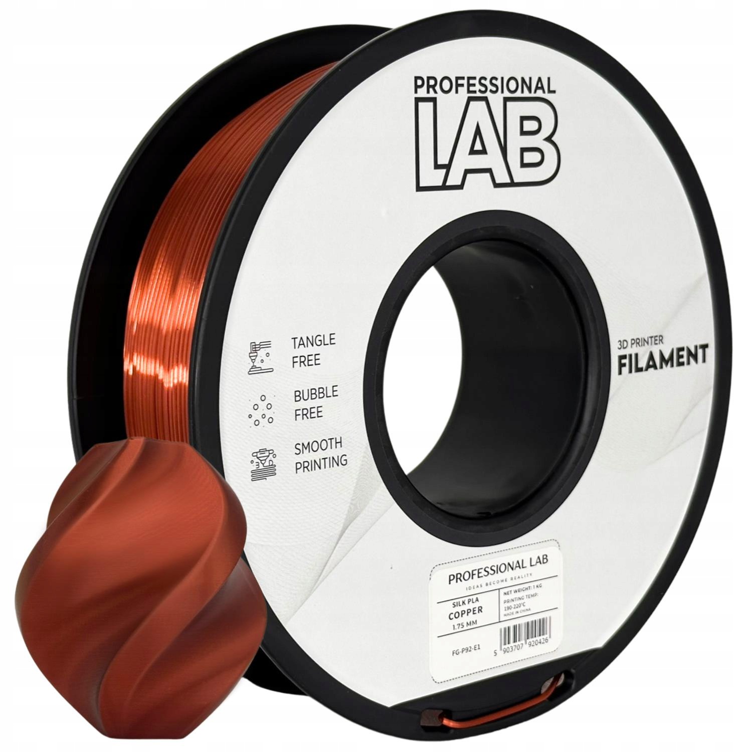 4 x Filament Prof. Lab Silk Pla Miedź Copper 1,75mm 1kg