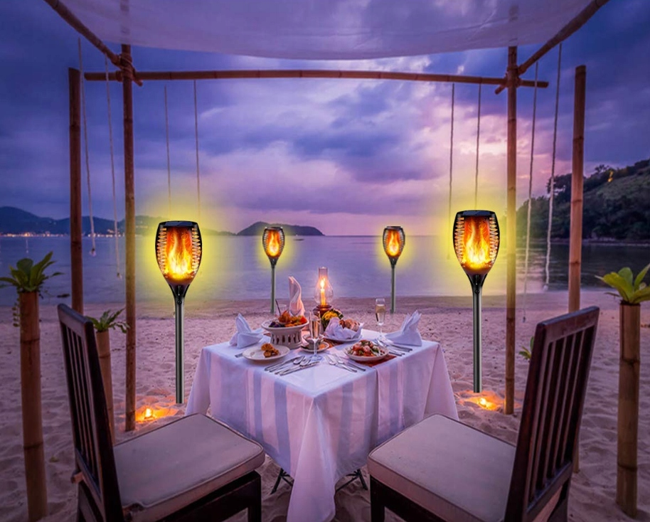 LAMPA SOLARNA LED POCHODNIA EFEKT PŁOMIEŃ OGIEŃ x4 Certyfikat CE