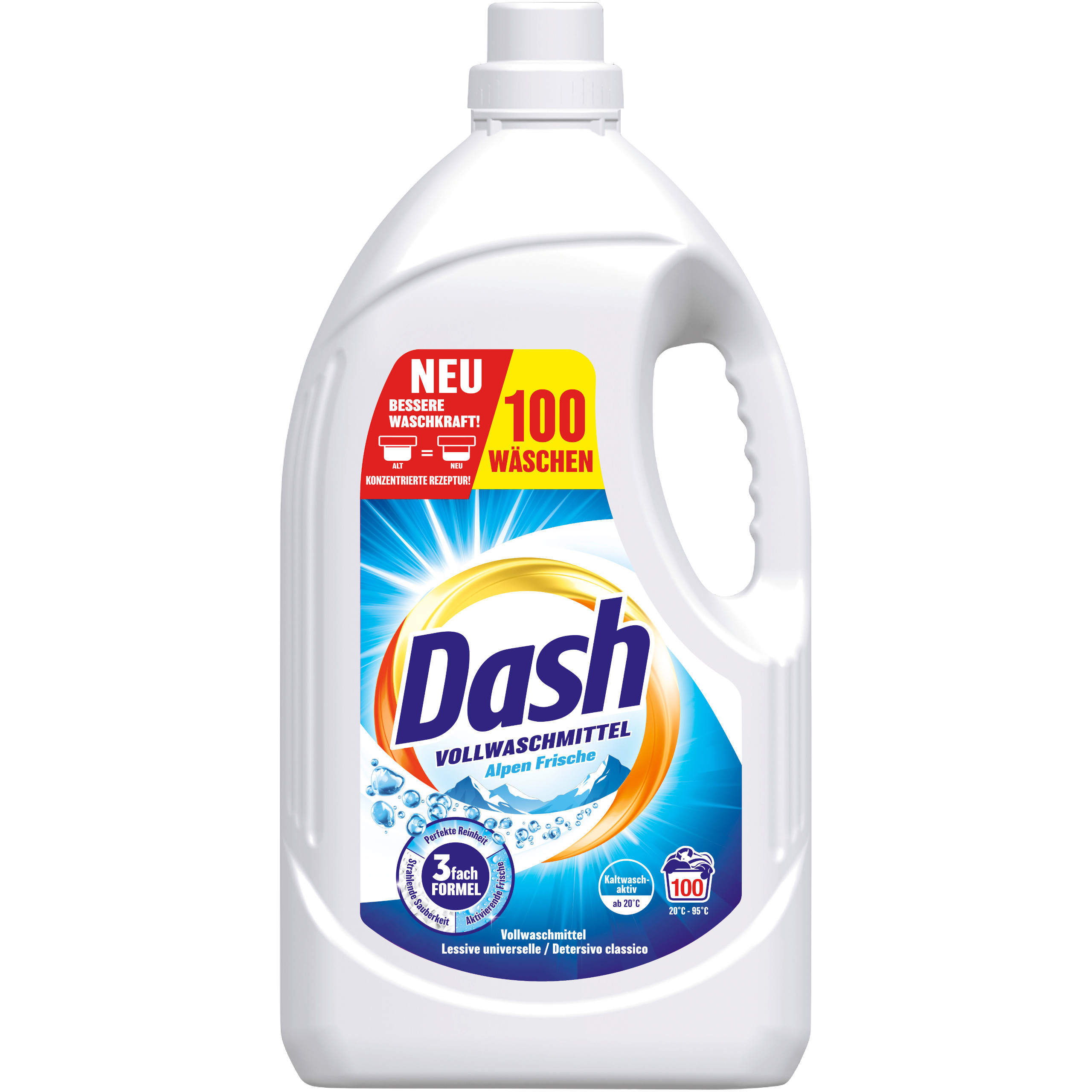 Levně Tekutý prací prostředek na bílé prádlo Dash Alpen Frische 100 praní 4,5 l