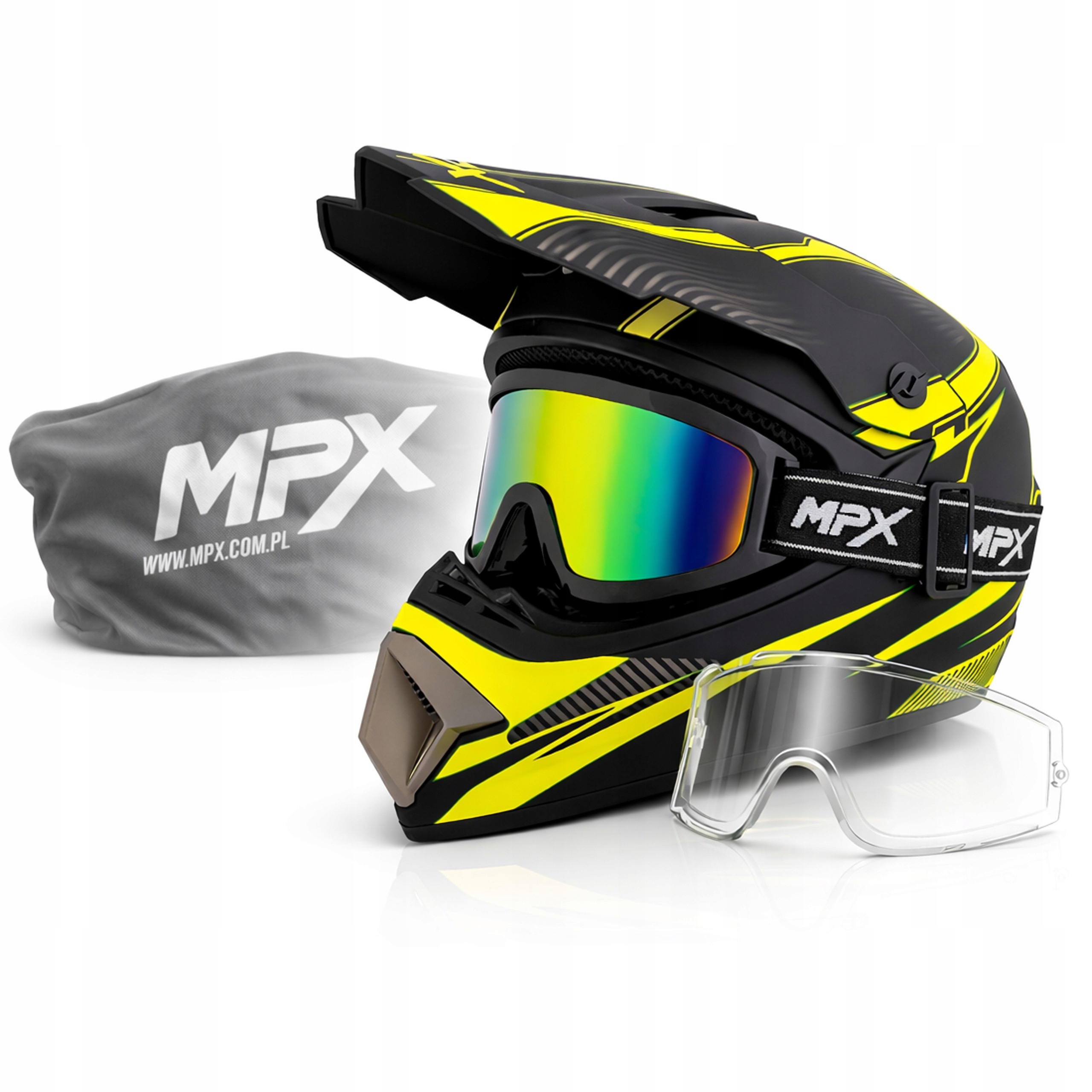 Kask Cross L Gogle Enduro Quad Atv Bmx Mtb Hulajnoga szybka do gogli