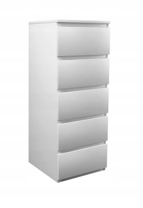 Biała wysoka komoda 111x40 cm szuflady