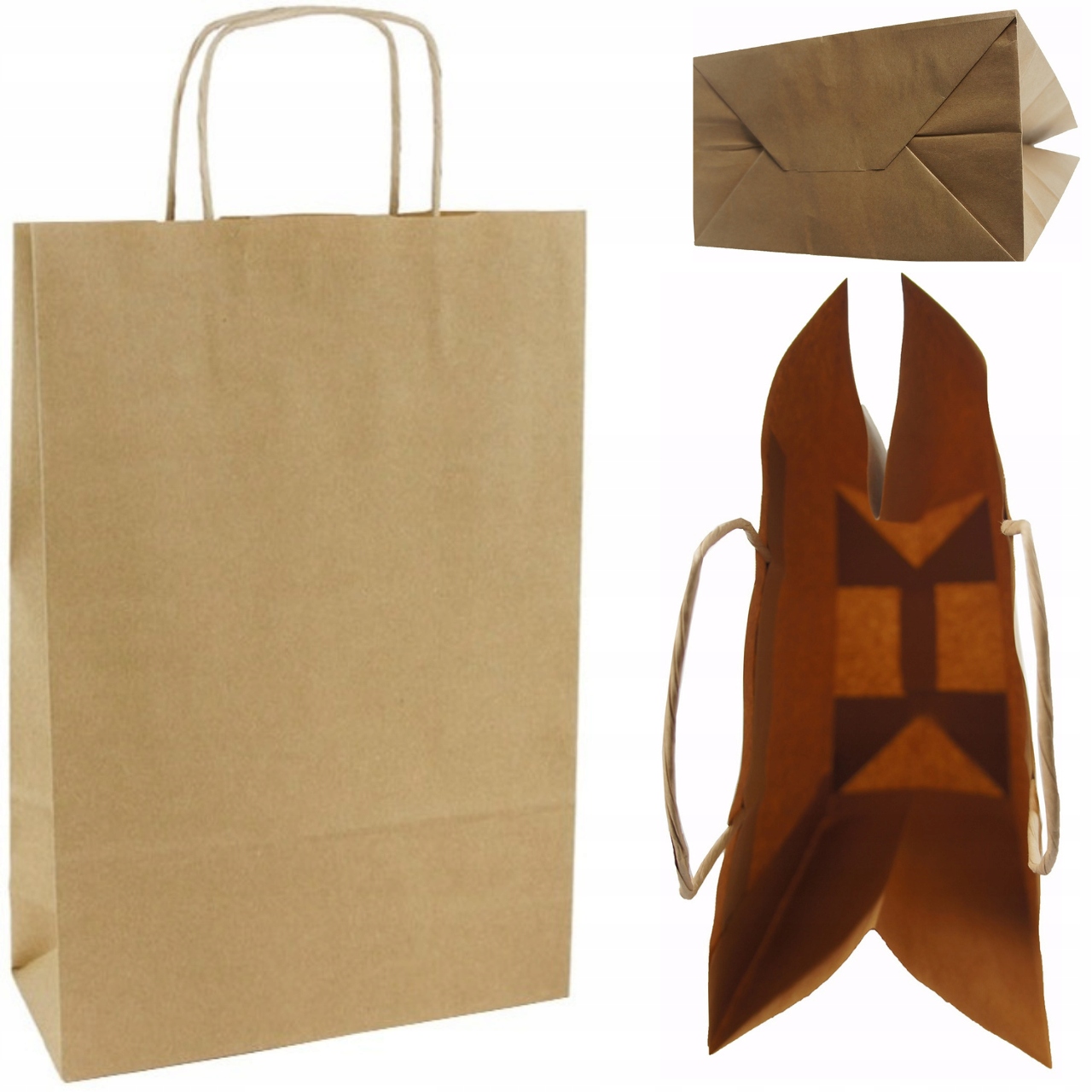 

torebki papierowe brązowe eko 24x10x36cm -50 szt