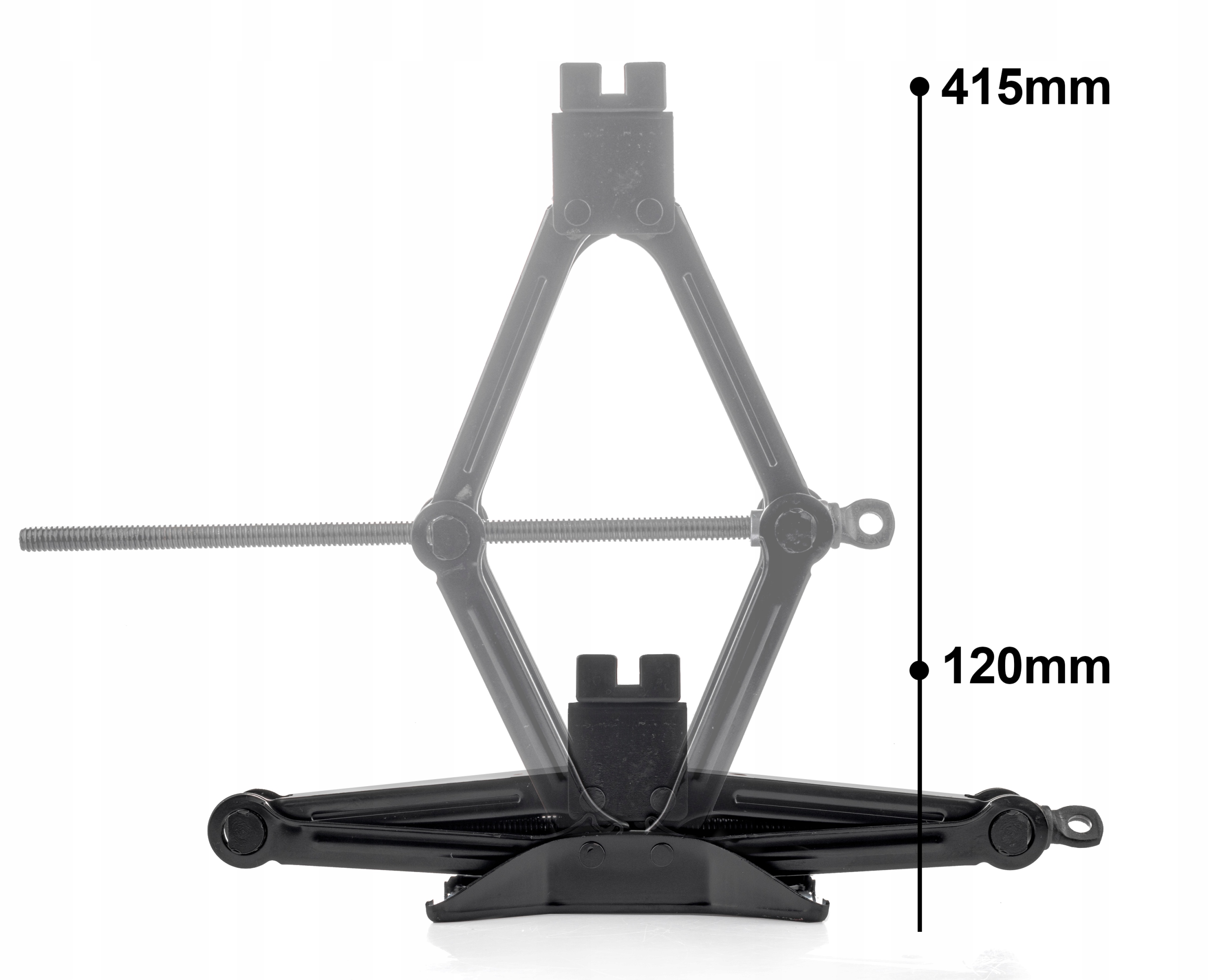 PODNOŚNIK SAMOCHODOWY TRAPEZOWY LEWAREK TRAPEZ MOCNY 2T PODNOSZENIE 41CM Maksymalna wysokość podnoszenia 415 mm