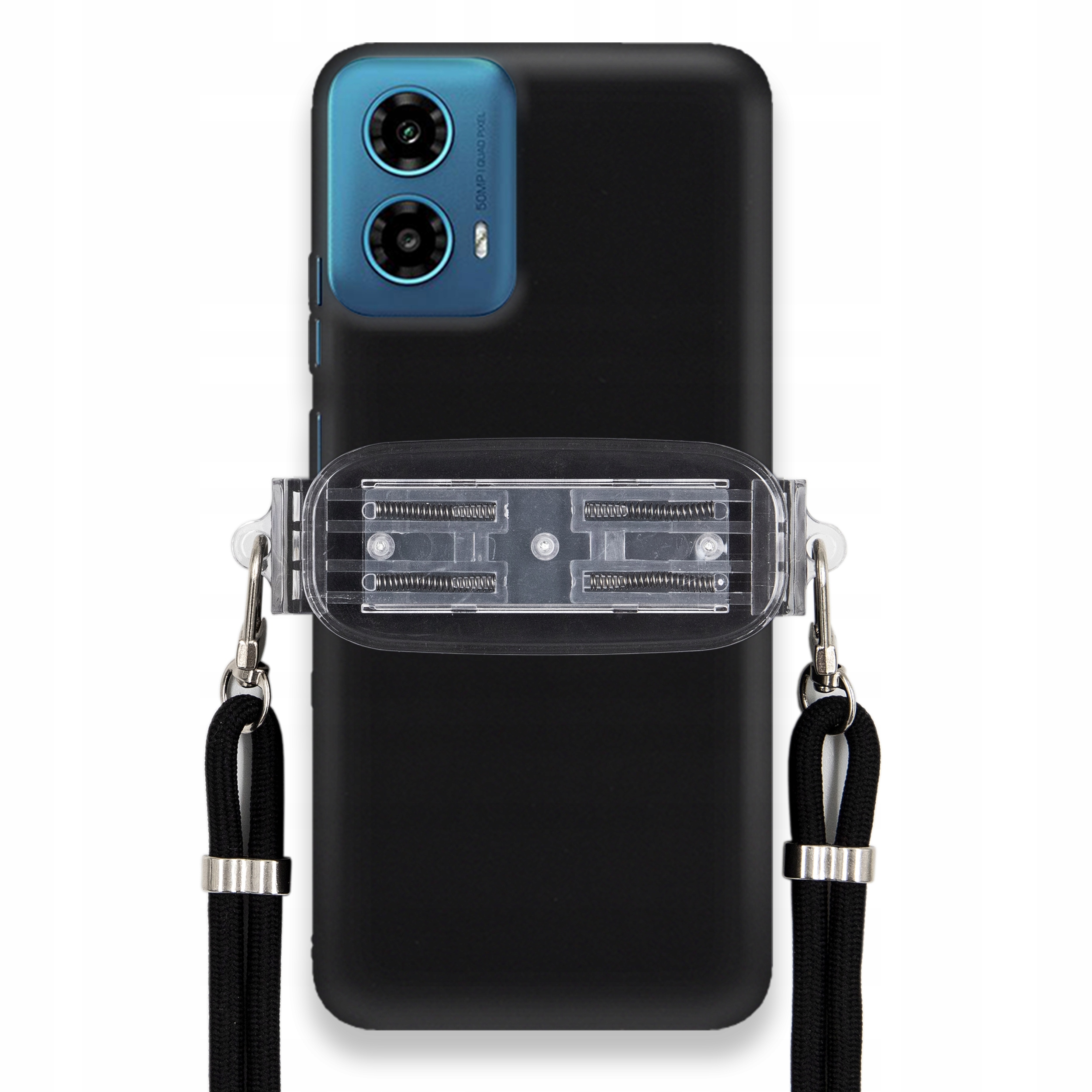 Puzdro Na Motorola G34 5G Mat Čierne Puzdro Univerzálny Držiak Čierna Šnúrka