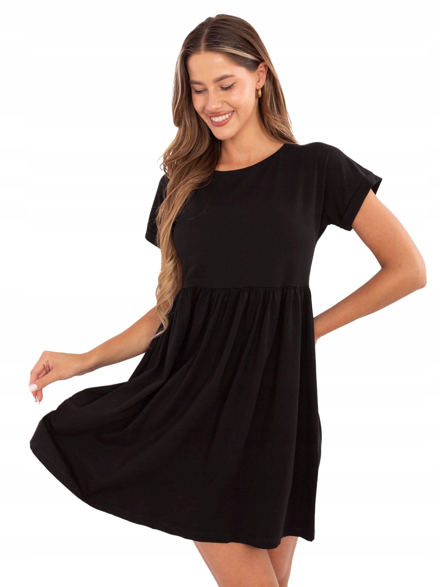 Sukienka Damska letnia rozkloszowana basic bawełniana