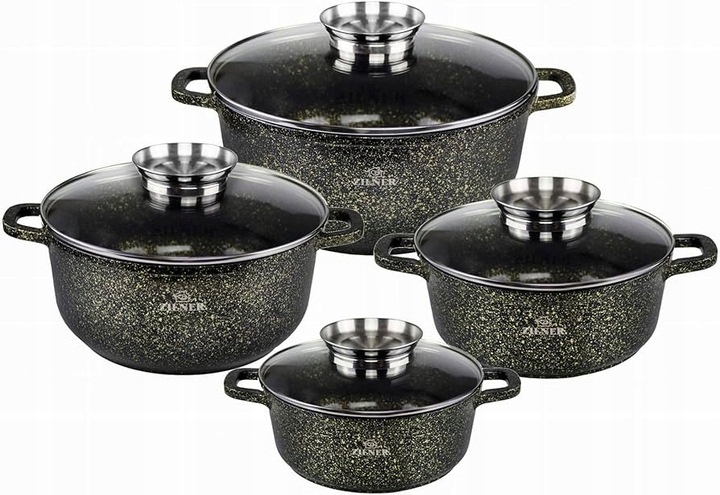 Komplet Garnków Marmurkowych Garnki Zestaw 8 EL. ZILNER PREMIUM AROMA KNOB