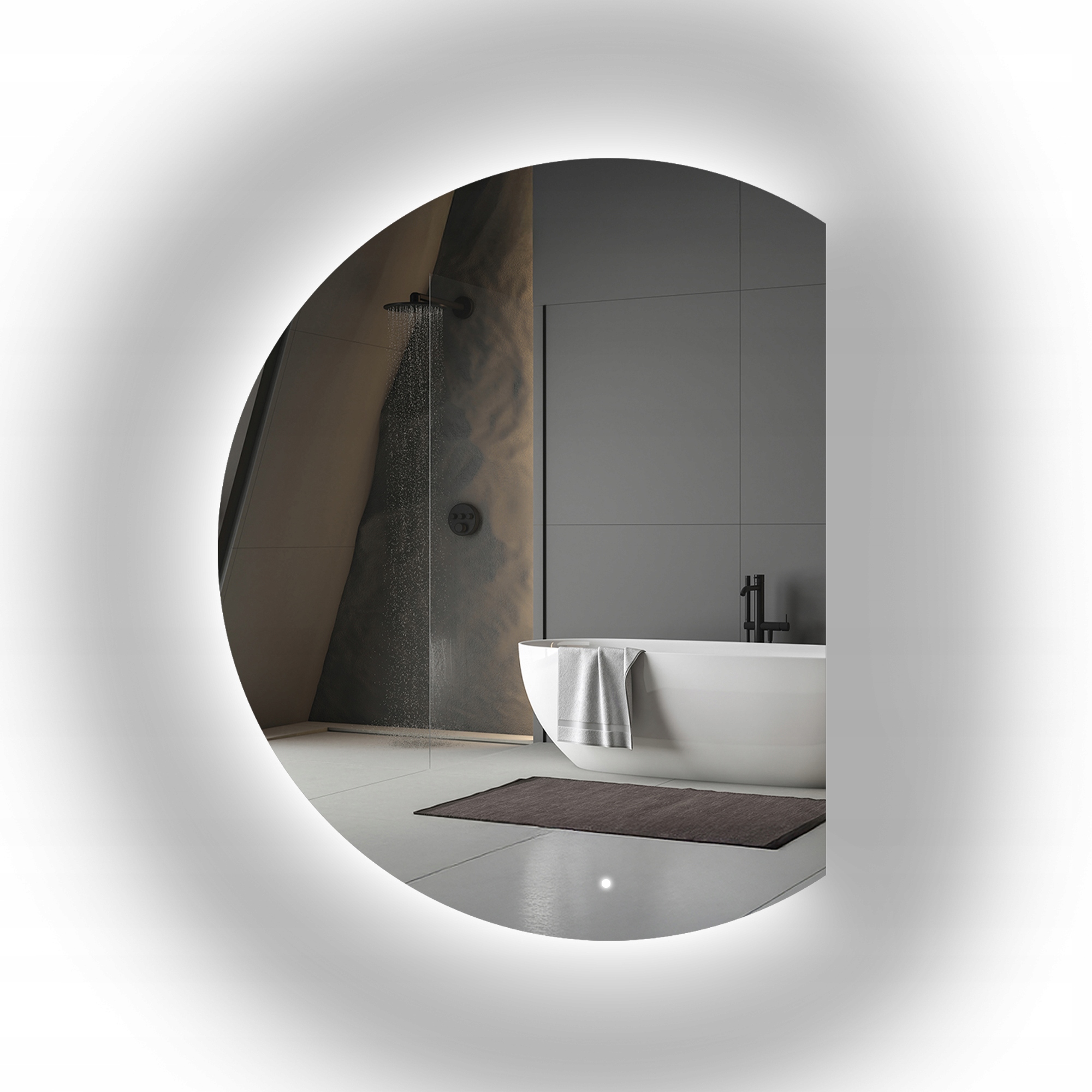 Zrcadlo kulaté, zkosená strana s Led podsvícením Koło fi 200