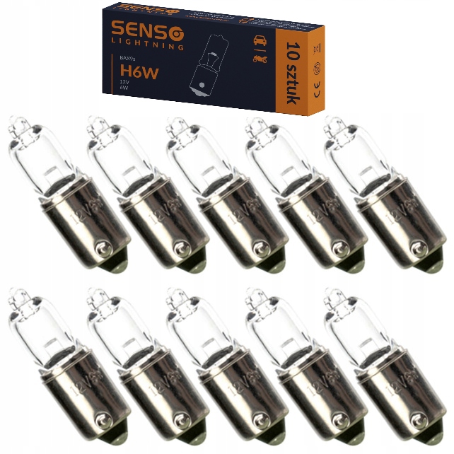 Żarówki Senso H6W 12V 6W BAX9s Halogenowe x10sztuk