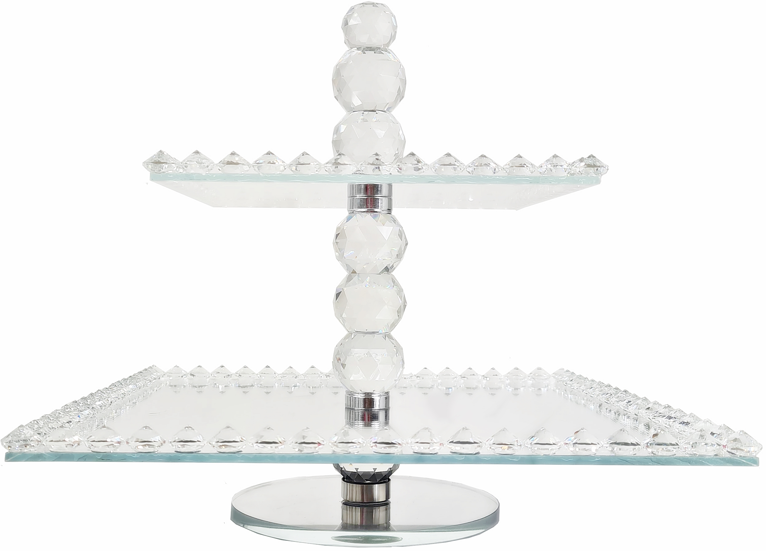 PATERA OBROTOWA Z KRYSZTAŁAMI GLAMOUR LUSTRZANA