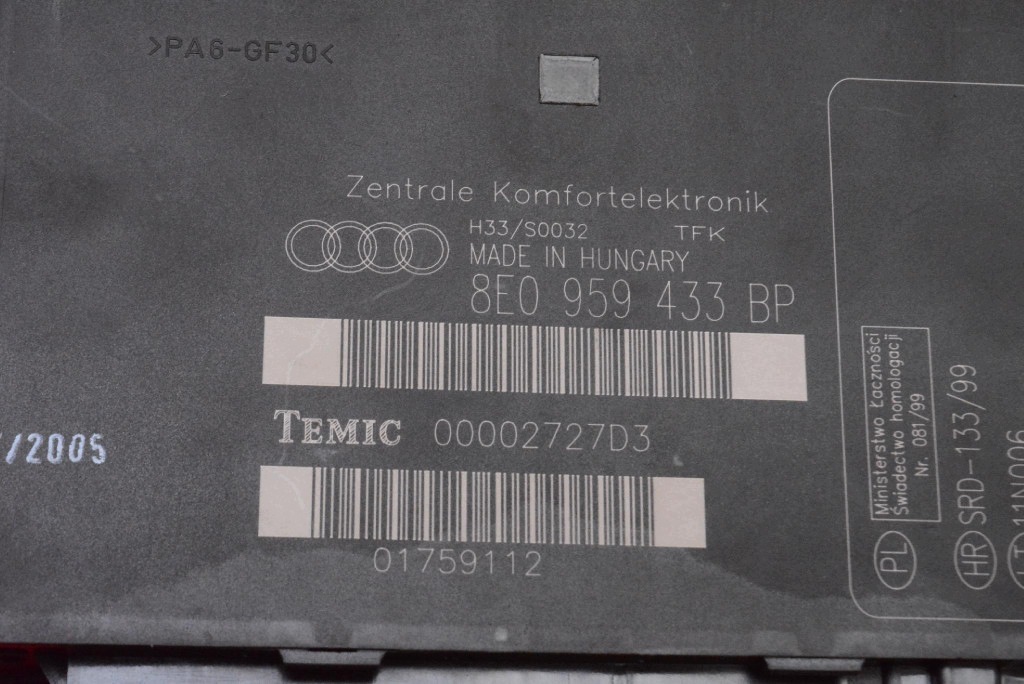 unité commande confort 8E0959433BP AUDI A4 B7 2.0 TDI 140 KM 04-08