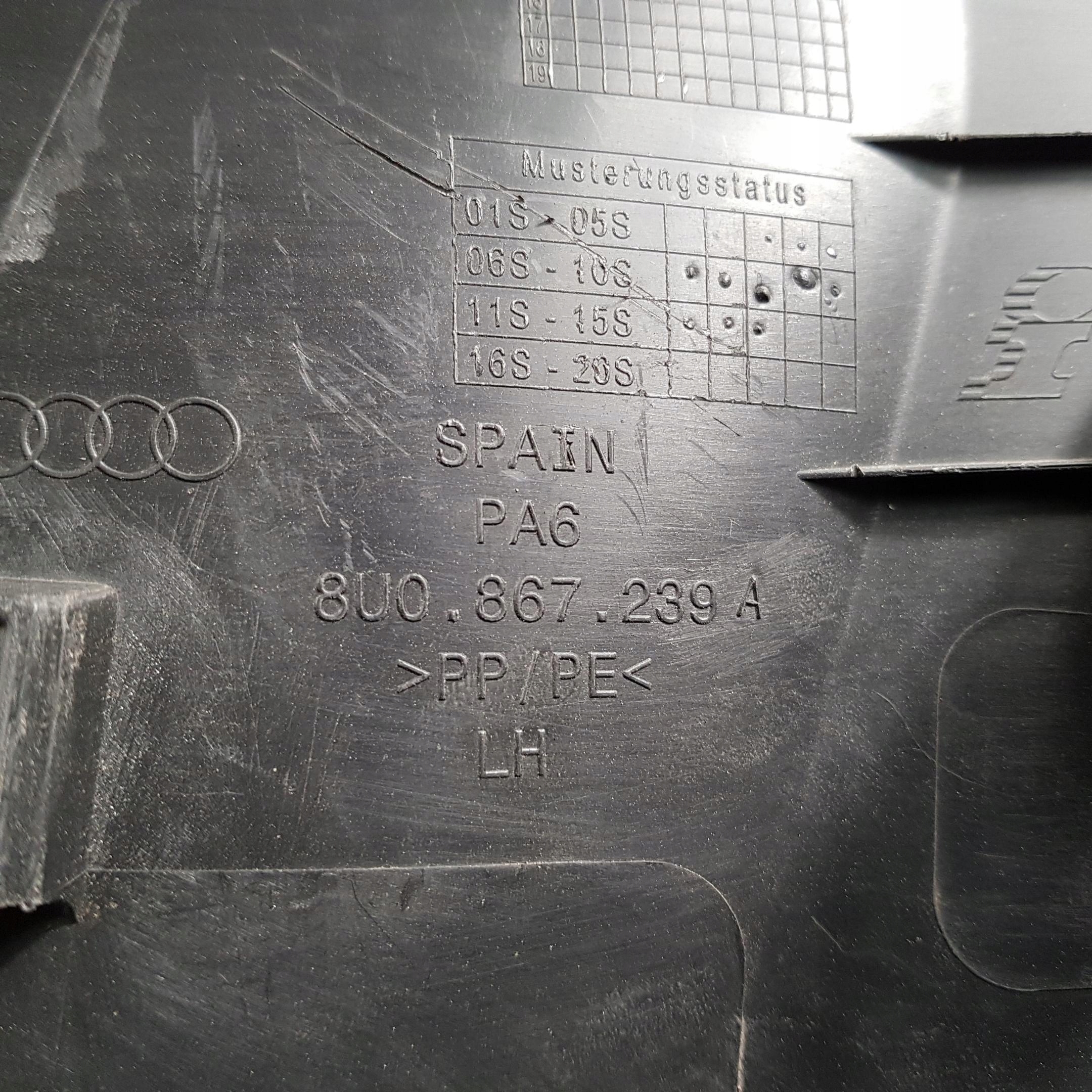 PLASTIK OSŁONA SŁUPKA LEWA B AUDI Q3 8U 8U0867239 Typ samochodu Samochody osobowe