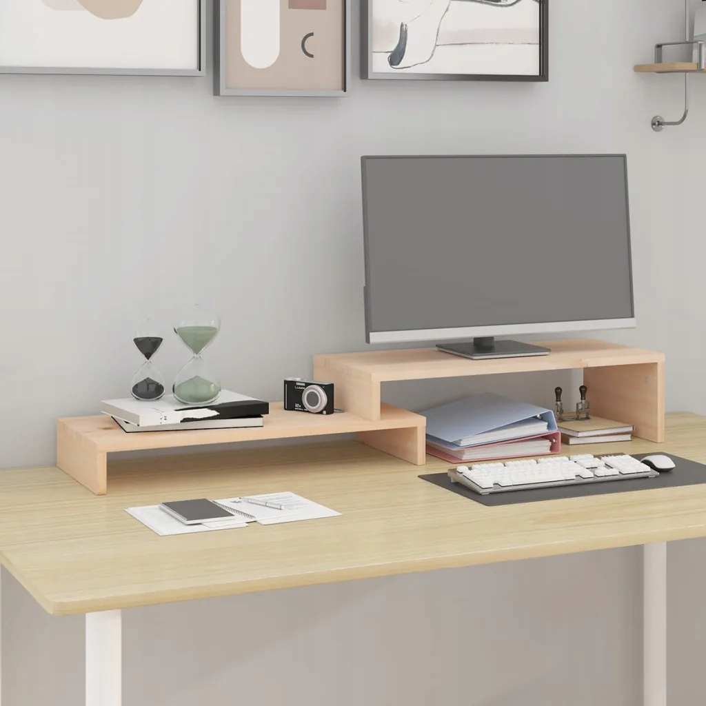 vidaXL Stojan na monitor (52-101) x 22 x 14 cm masivní borovice