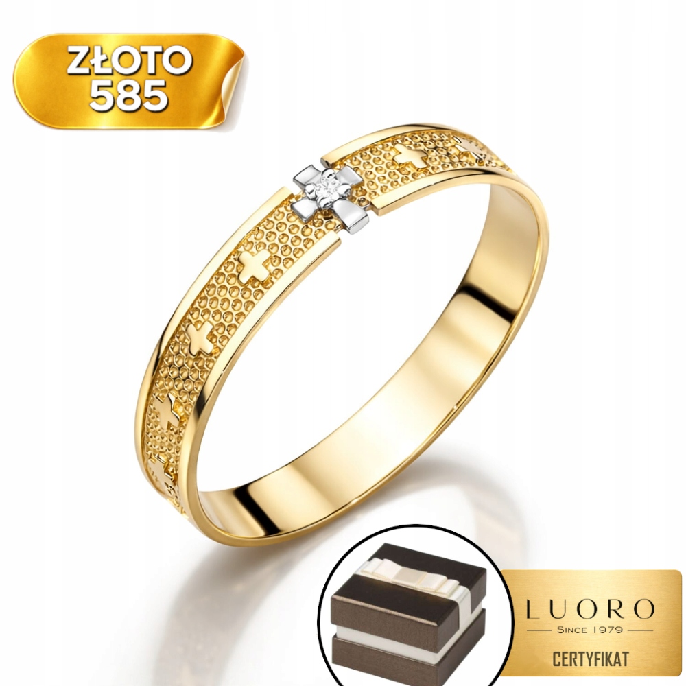 Prstýnek 585 14K Růženec Křížek Bílé Zlato Zirkon R26