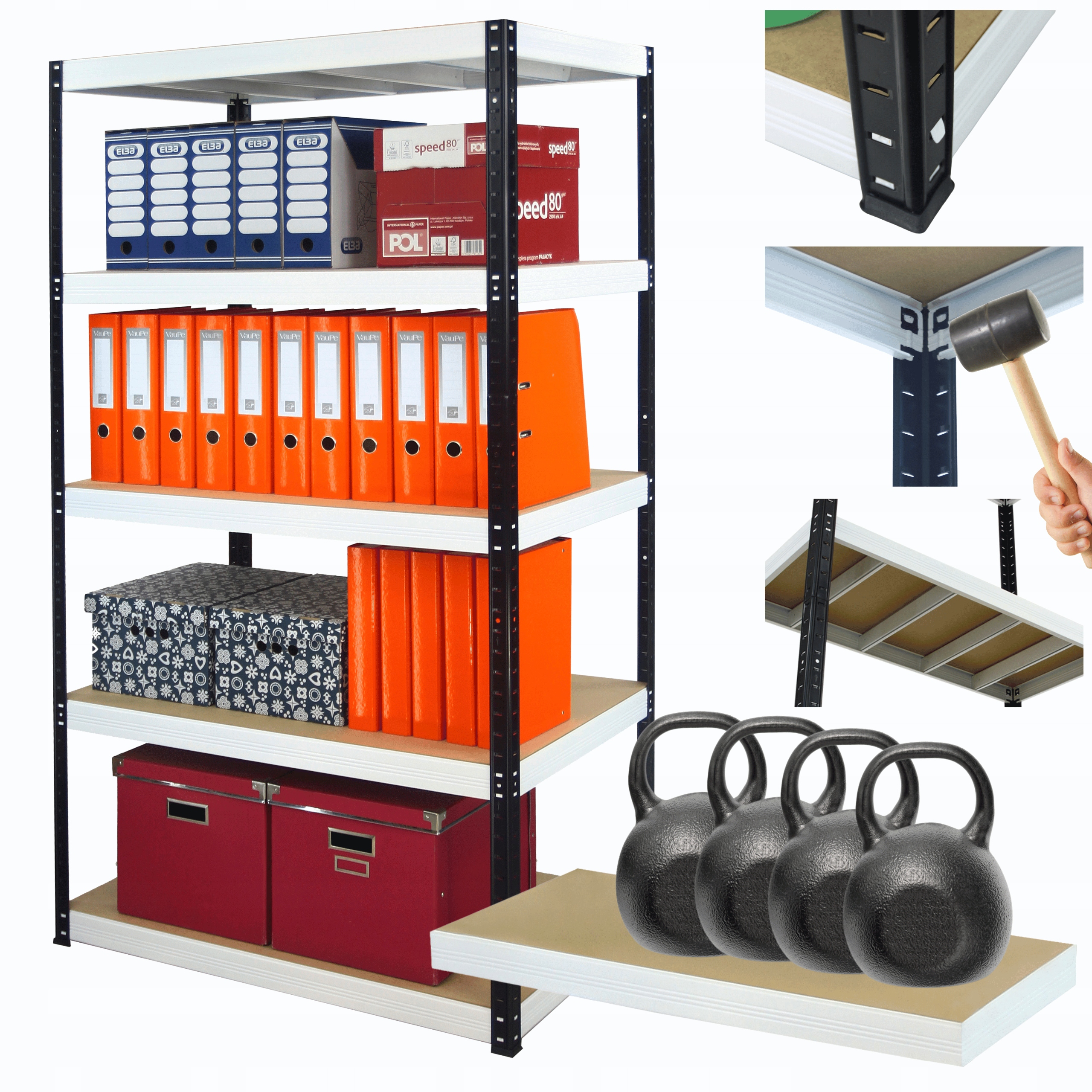 Kovový skladovací regál Helios 213x120x35 cm 5Px400 kg 300TYS Komb