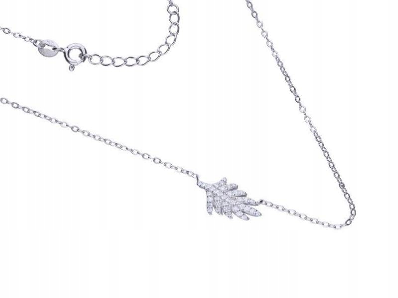 Stříbrný náhrdelník 925 listů se zirkony a přívěskem jako dárek, módní vzor